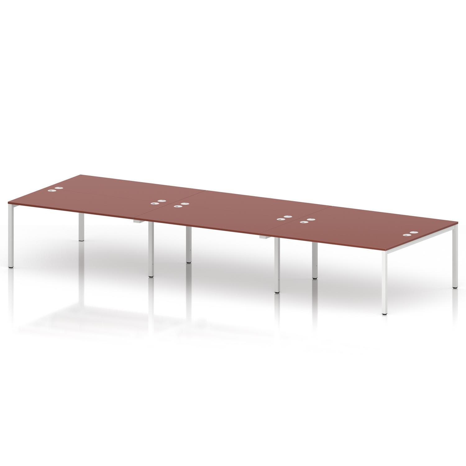 Impulse Bench B2B 6 Person 1600 White Frame Office Bench Desk Brick Red Impulse Bench B2B 6 Person 1600 White Frame Office Bench Desk Brick Red