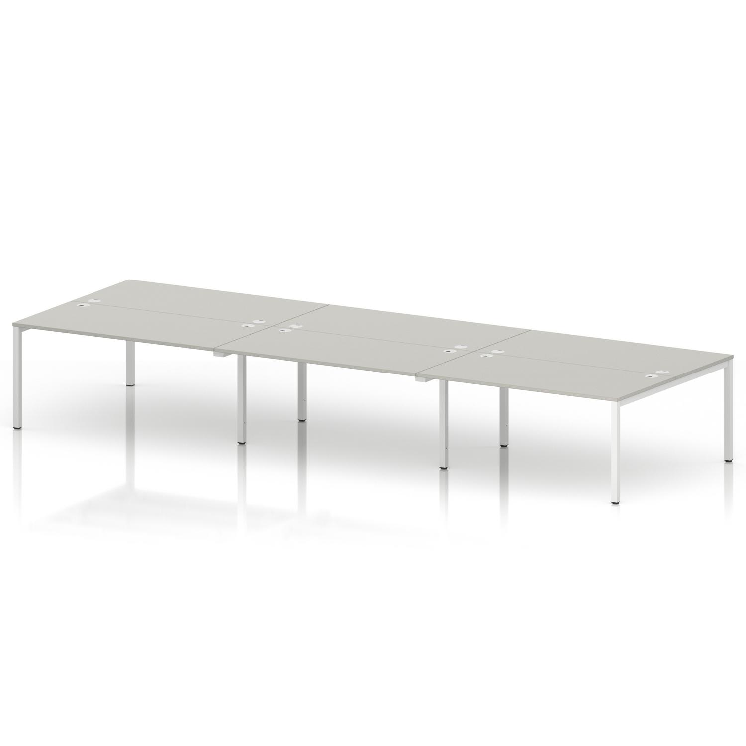 Impulse Bench B2B 6 Person 1600 White Frame Office Bench Desk Dove Grey Impulse Bench B2B 6 Person 1600 White Frame Office Bench Desk Dove Grey