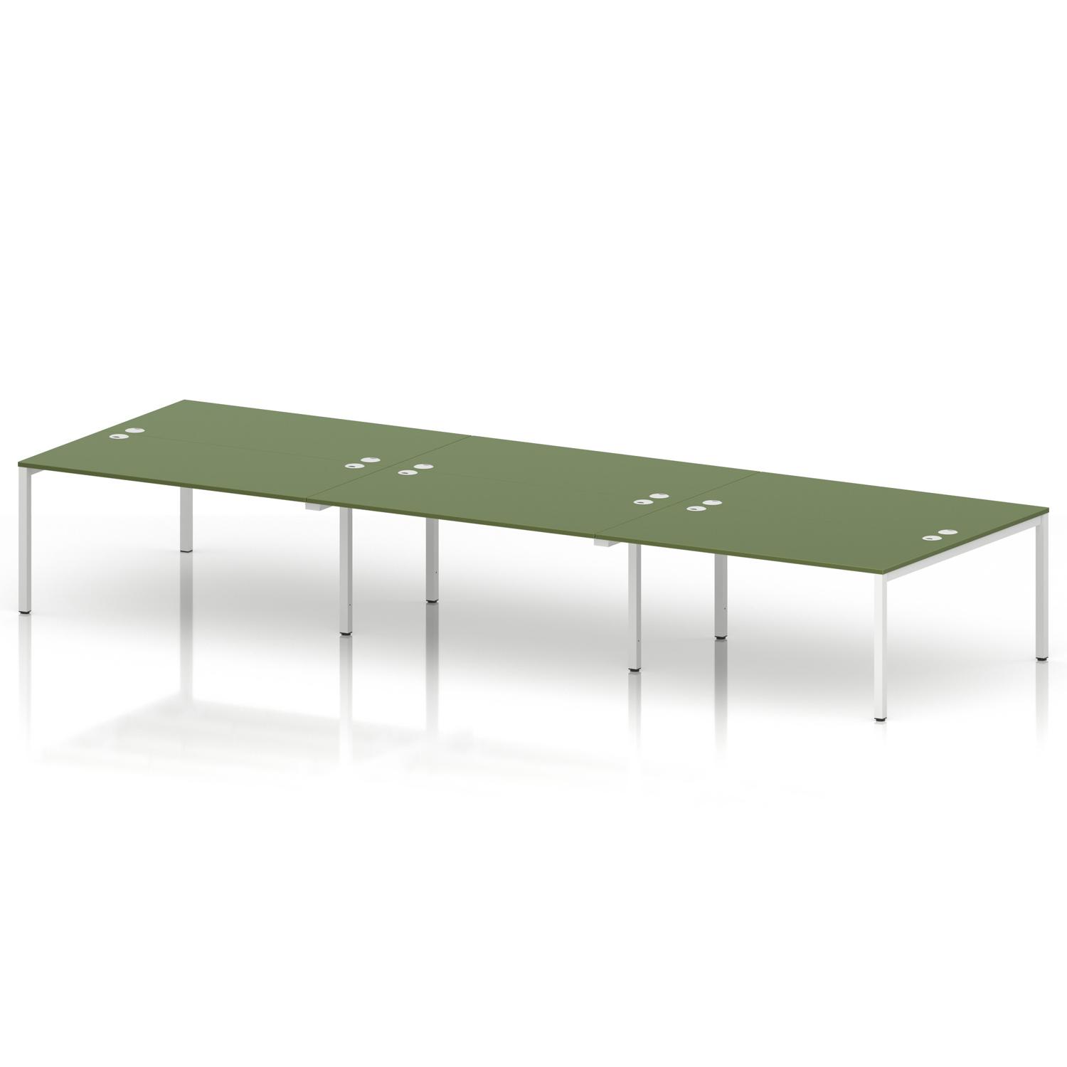 Impulse Bench B2B 6 Person 1600 White Frame Office Bench Desk Moss Green Impulse Bench B2B 6 Person 1600 White Frame Office Bench Desk Moss Green