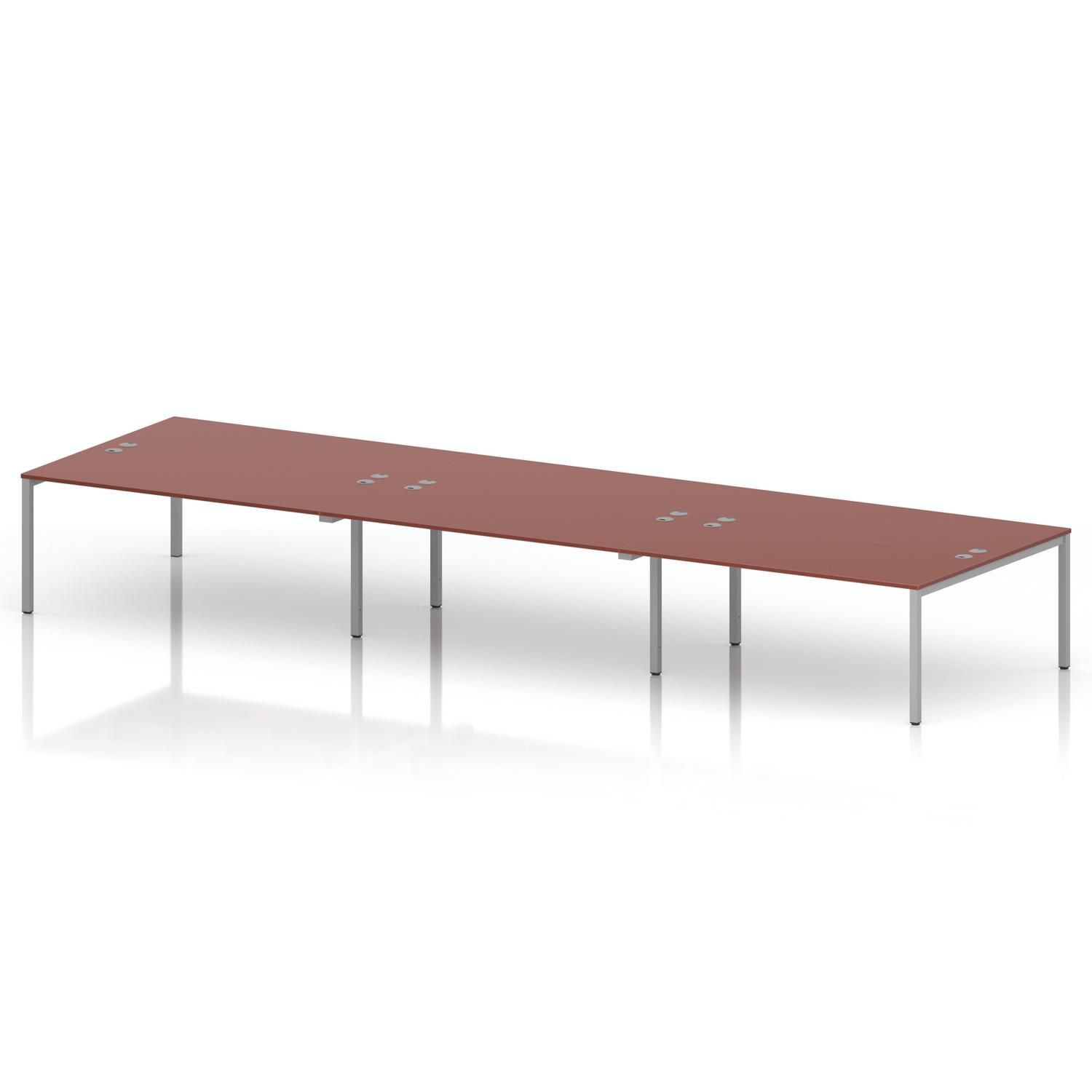 Impulse Bench B2B 6 Person 1800 Silver Frame Office Bench Desk Brick Red Impulse Bench B2B 6 Person 1800 Silver Frame Office Bench Desk Brick Red