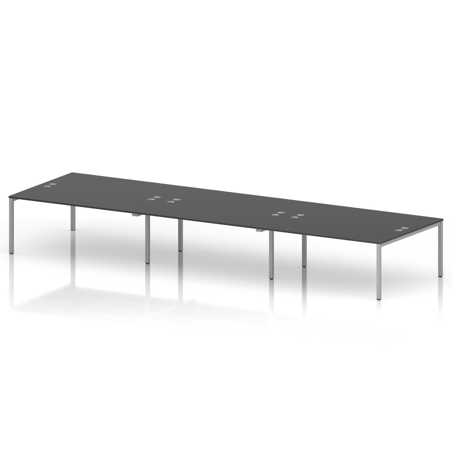 Impulse Bench B2B 6 Person 1800 Silver Frame Office Bench Desk Carbon Grey Impulse Bench B2B 6 Person 1800 Silver Frame Office Bench Desk Carbon Grey