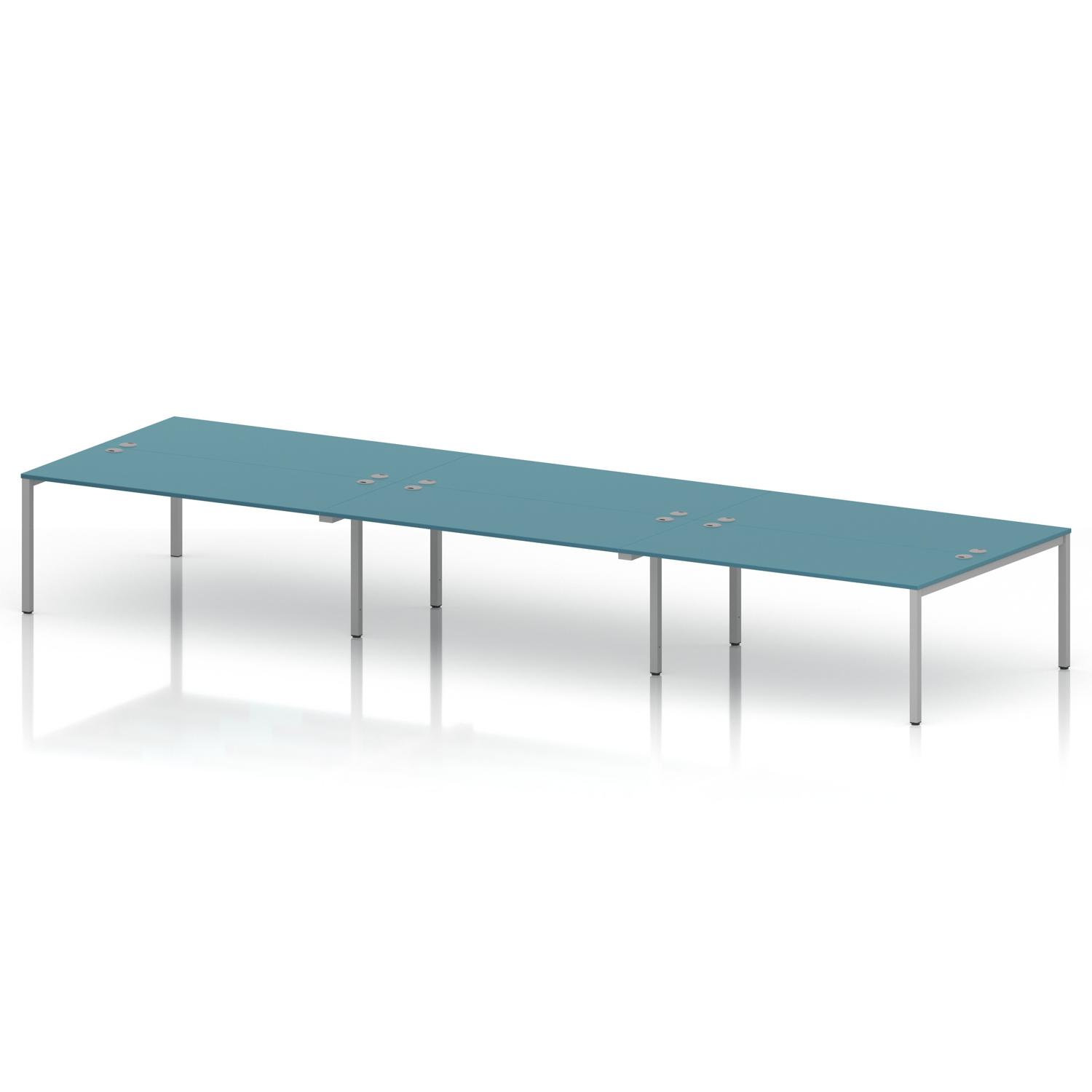 Impulse Bench B2B 6 Person 1800 Silver Frame Office Bench Desk Dark Teal Impulse Bench B2B 6 Person 1800 Silver Frame Office Bench Desk Dark Teal