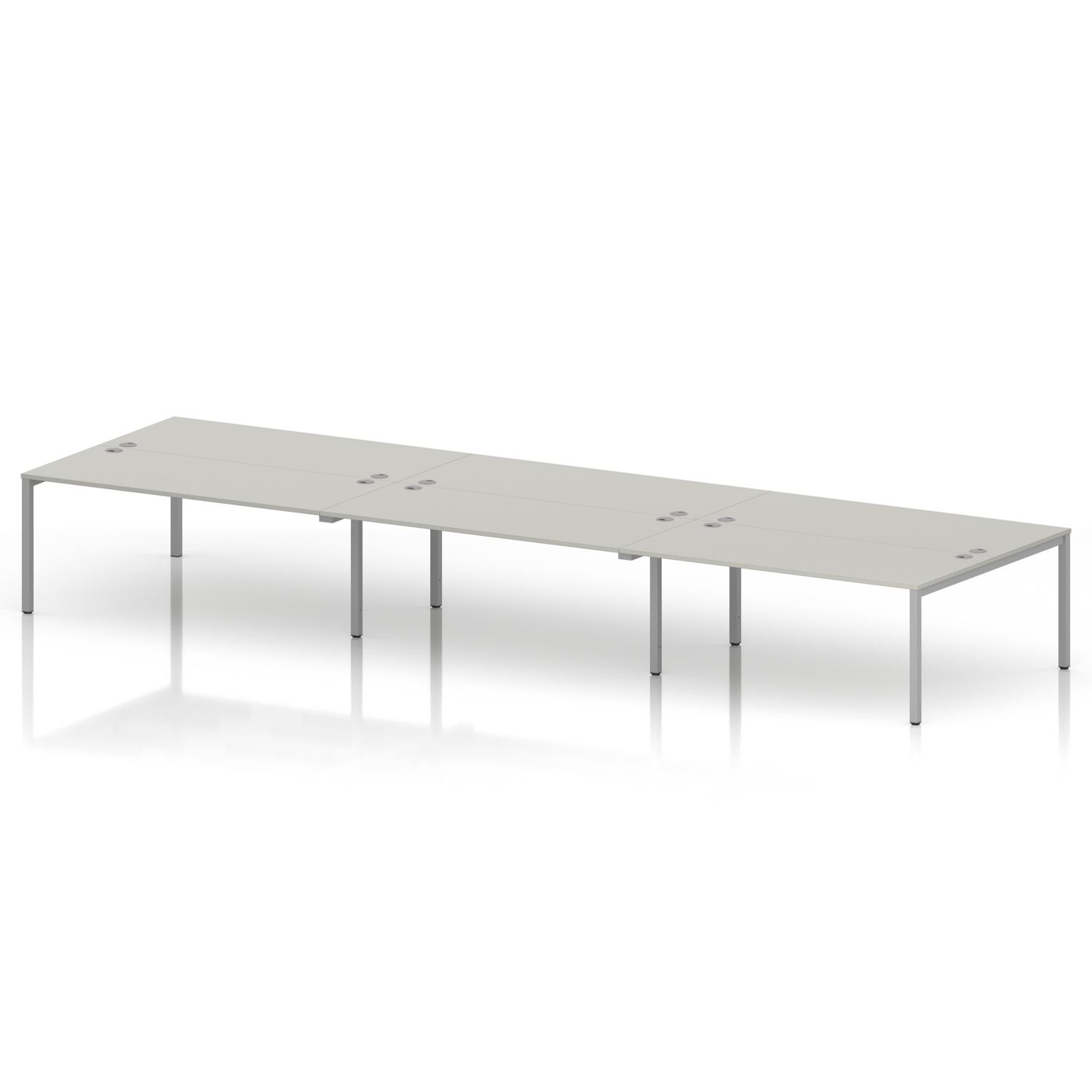 Impulse Bench B2B 6 Person 1800 Silver Frame Office Bench Desk Dove Grey Impulse Bench B2B 6 Person 1800 Silver Frame Office Bench Desk Dove Grey