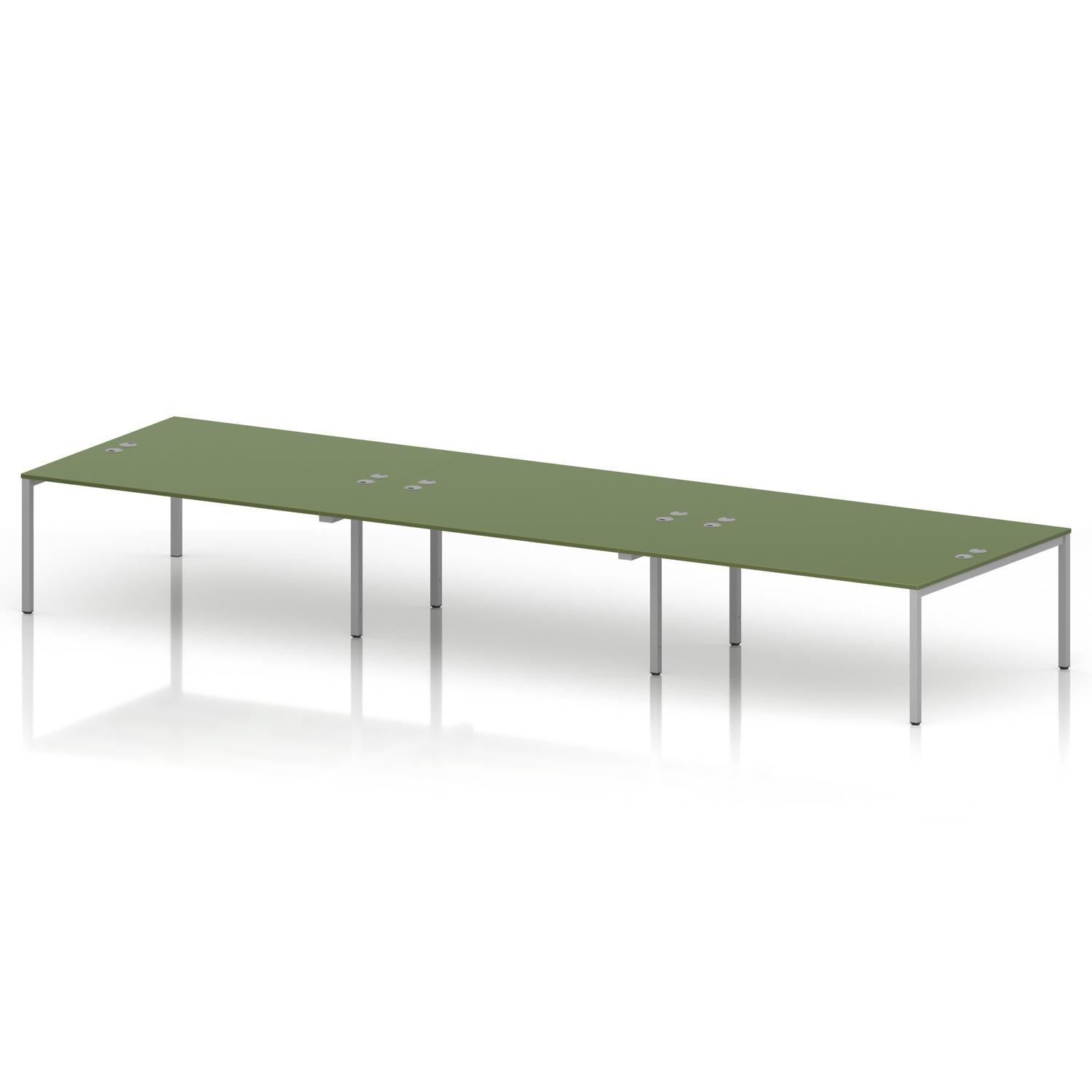 Impulse Bench B2B 6 Person 1800 Silver Frame Office Bench Desk Moss Green Impulse Bench B2B 6 Person 1800 Silver Frame Office Bench Desk Moss Green