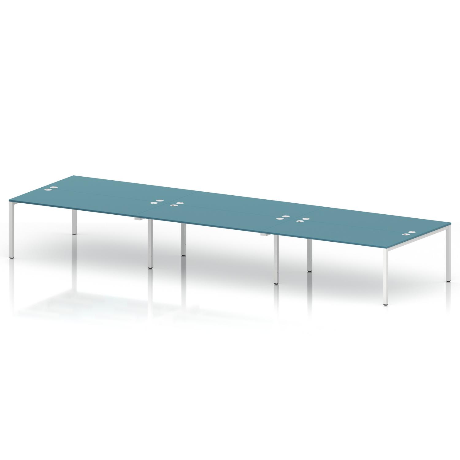Impulse Bench B2B 6 Person 1800 White Frame Office Bench Desk Dark Teal Impulse Bench B2B 6 Person 1800 White Frame Office Bench Desk Dark Teal