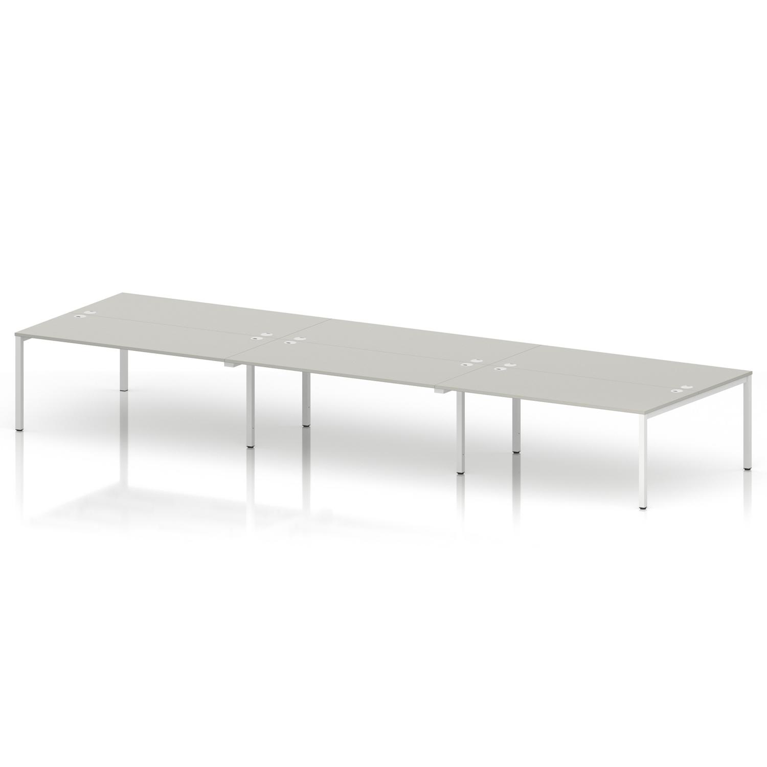 Impulse Bench B2B 6 Person 1800 White Frame Office Bench Desk Dove Grey