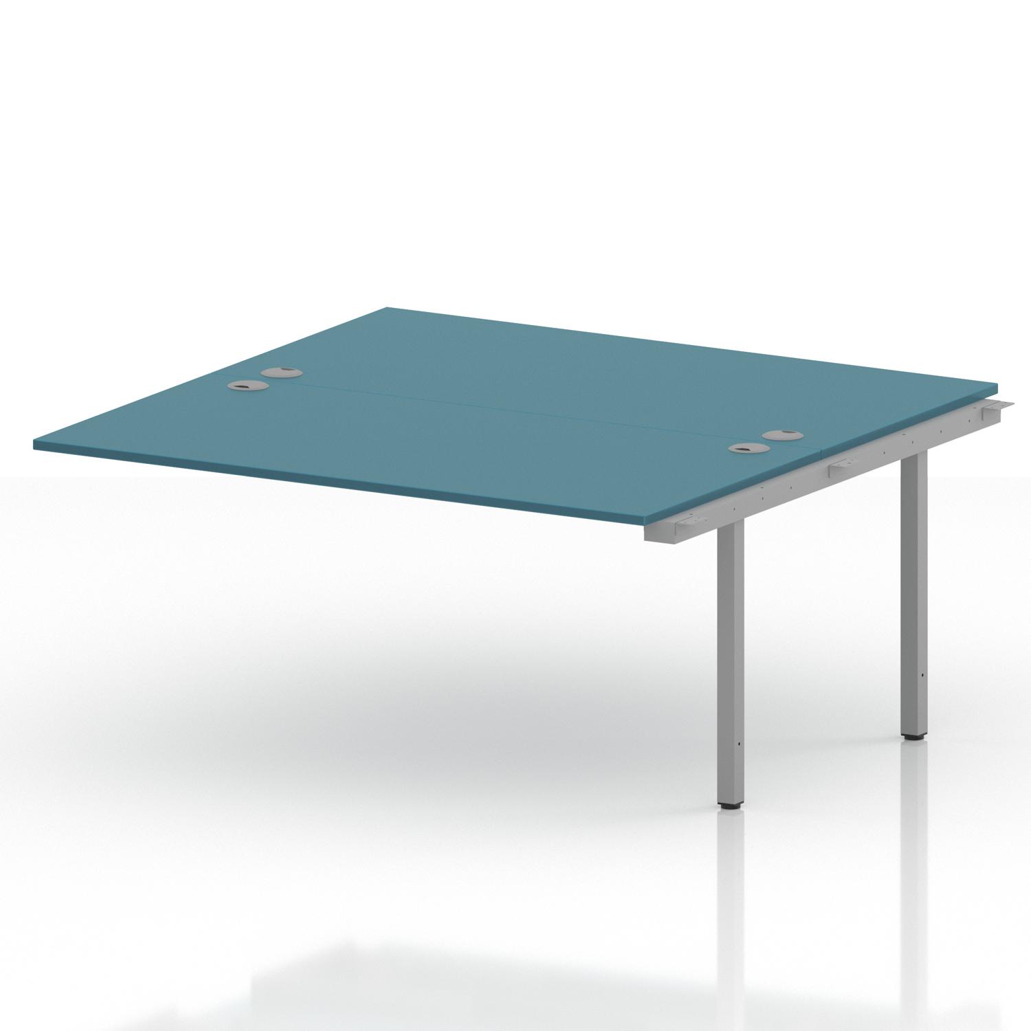 Impulse Bench B2B Ext Kit 1600 Silver Frame Office Bench Desk Dark Teal