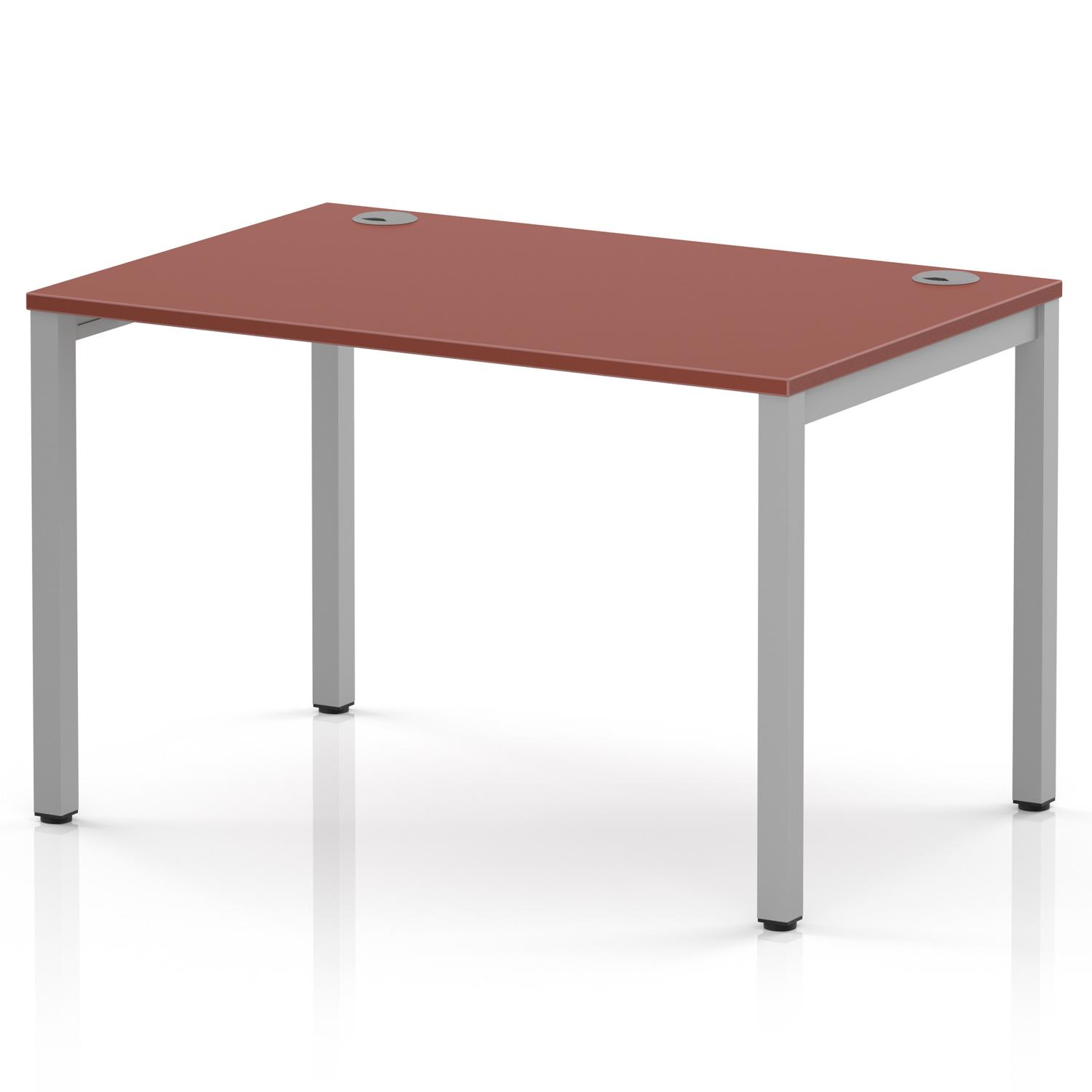 Impulse Bench Single Row 1200 Silver Frame Office Bench Desk Brick Red Impulse Bench Single Row 1200 Silver Frame Office Bench Desk Brick Red