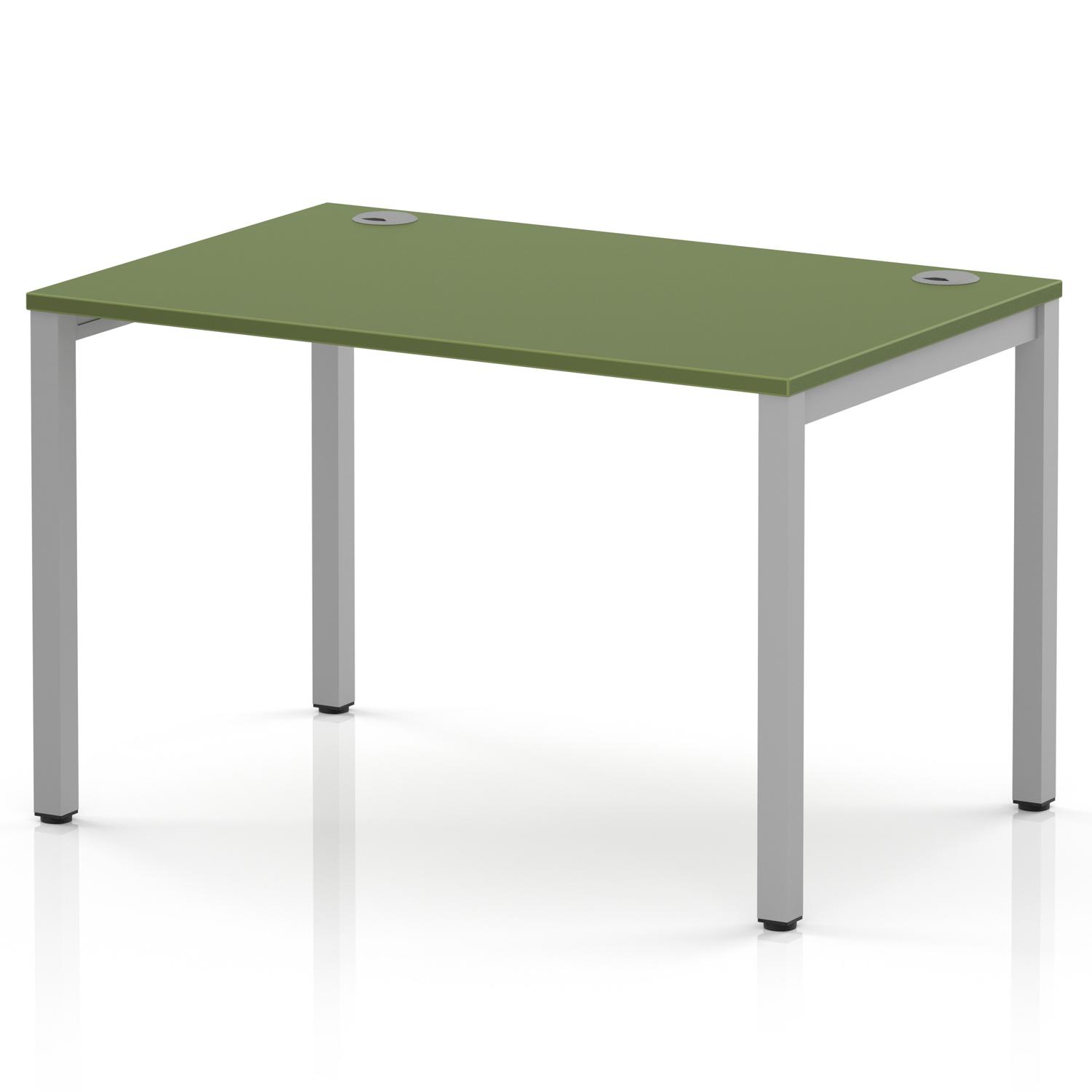 Impulse Bench Single Row 1200 Silver Frame Office Bench Desk Moss Green