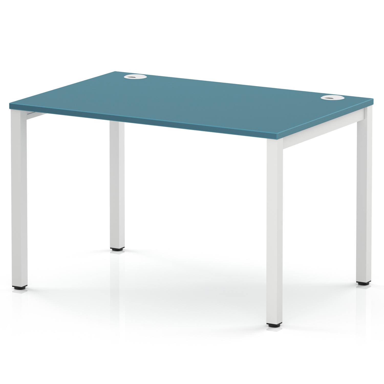 Impulse Bench Single Row 1200 White Frame Office Bench Desk Dark Teal