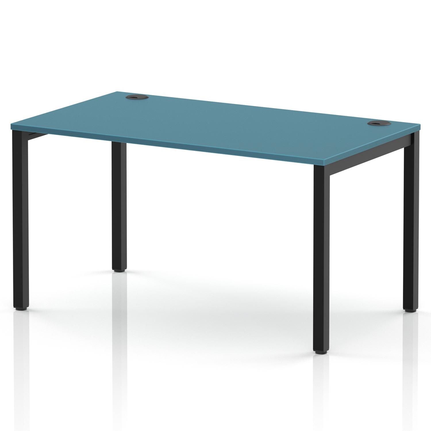 Impulse Bench Single Row 1400 Black Frame Office Bench Desk Dark Teal