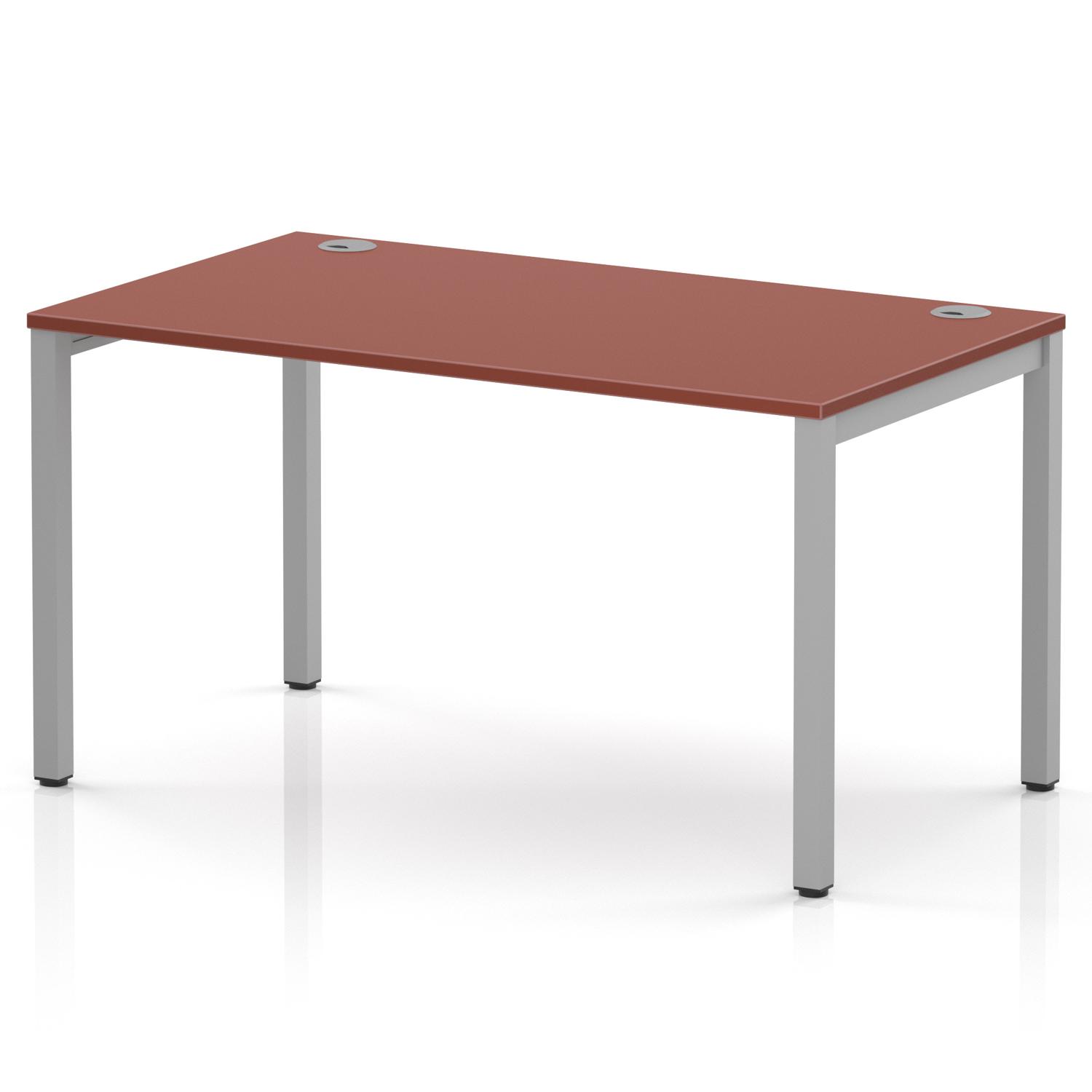 Impulse Bench Single Row 1400 Silver Frame Office Bench Desk Brick Red Impulse Bench Single Row 1400 Silver Frame Office Bench Desk Brick Red