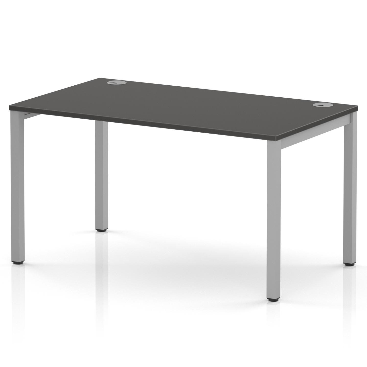Impulse Bench Single Row 1400 Silver Frame Office Bench Desk Carbon Grey