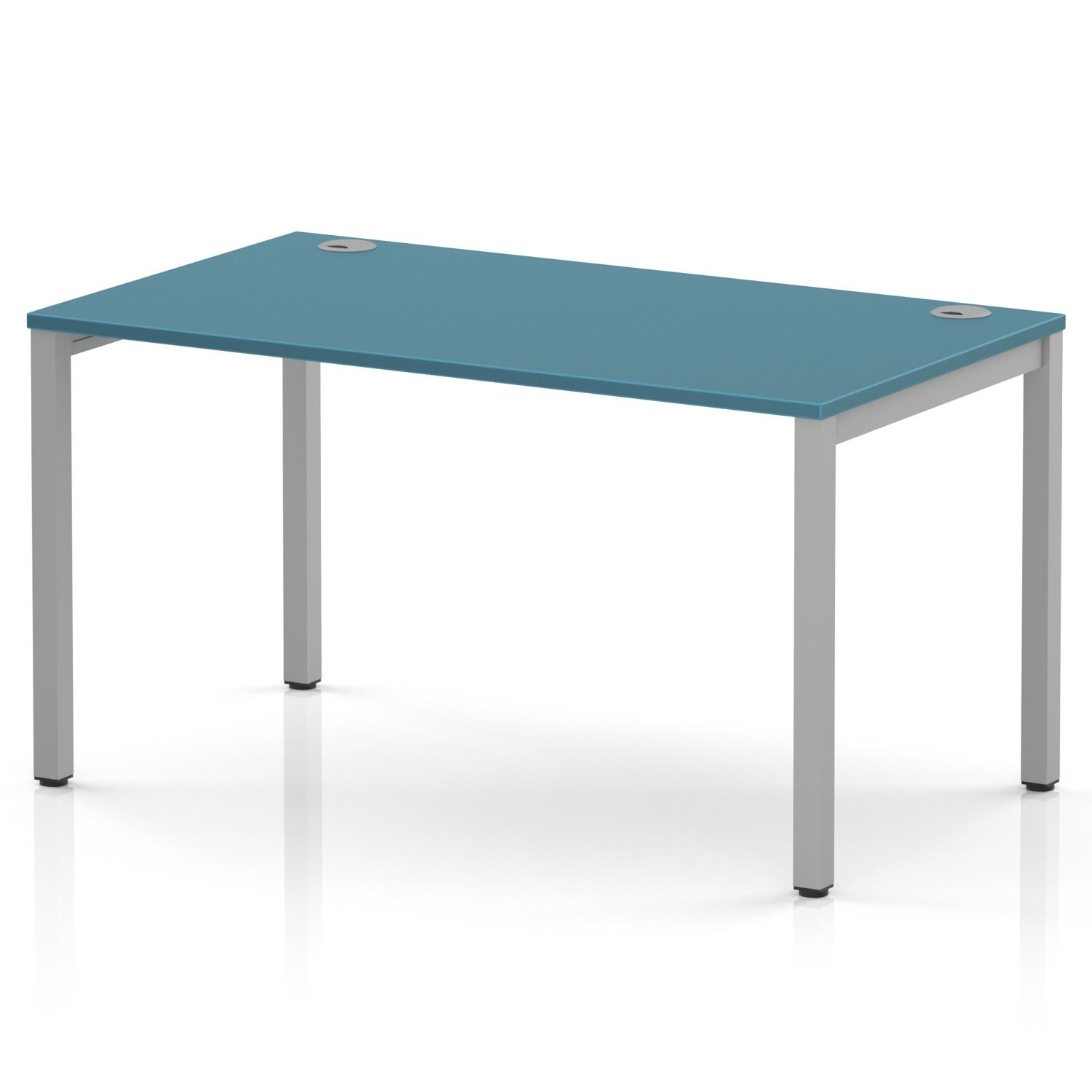 Impulse Bench Single Row 1400 Silver Frame Office Bench Desk Dark Teal Impulse Bench Single Row 1400 Silver Frame Office Bench Desk Dark Teal