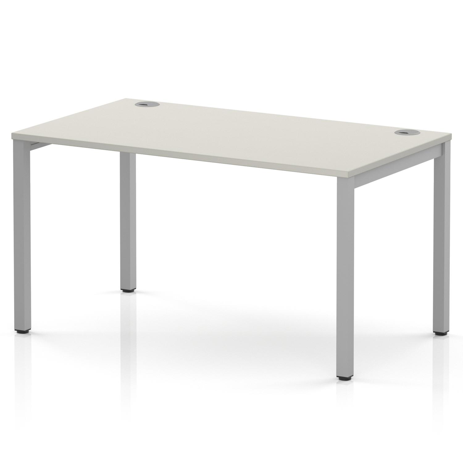 Impulse Bench Single Row 1400 Silver Frame Office Bench Desk Dove Grey