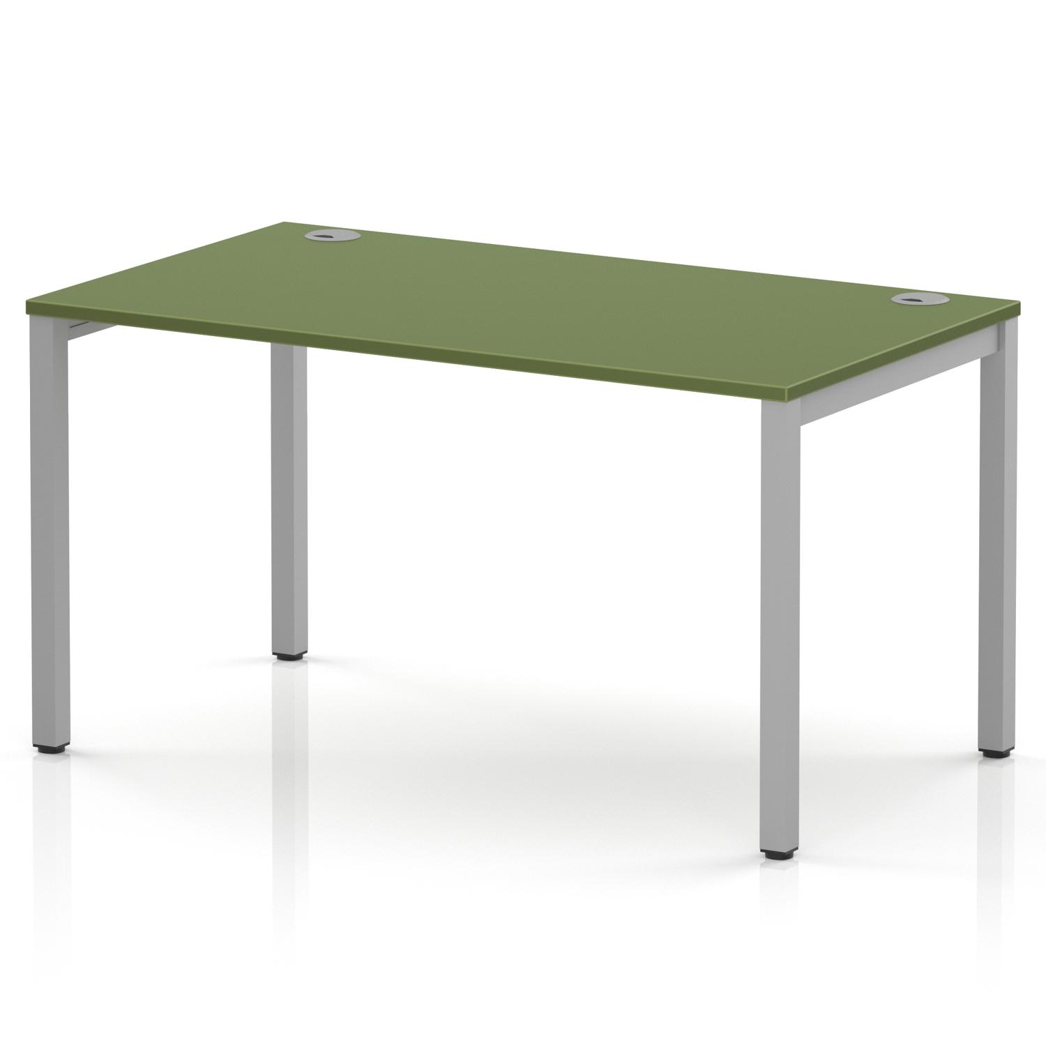 Impulse Bench Single Row 1400 Silver Frame Office Bench Desk Moss Green Impulse Bench Single Row 1400 Silver Frame Office Bench Desk Moss Green