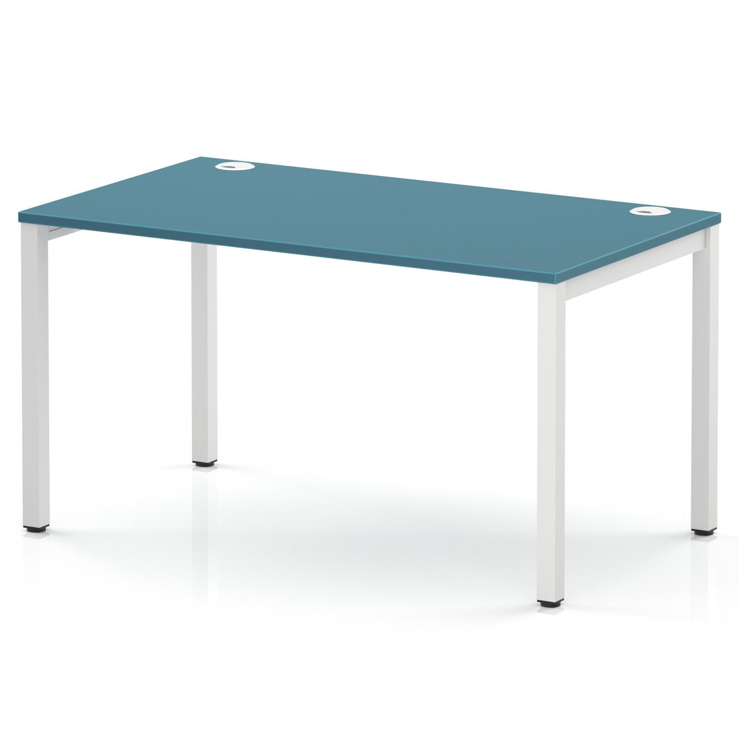 Impulse Bench Single Row 1400 White Frame Office Bench Desk Dark Teal Impulse Bench Single Row 1400 White Frame Office Bench Desk Dark Teal
