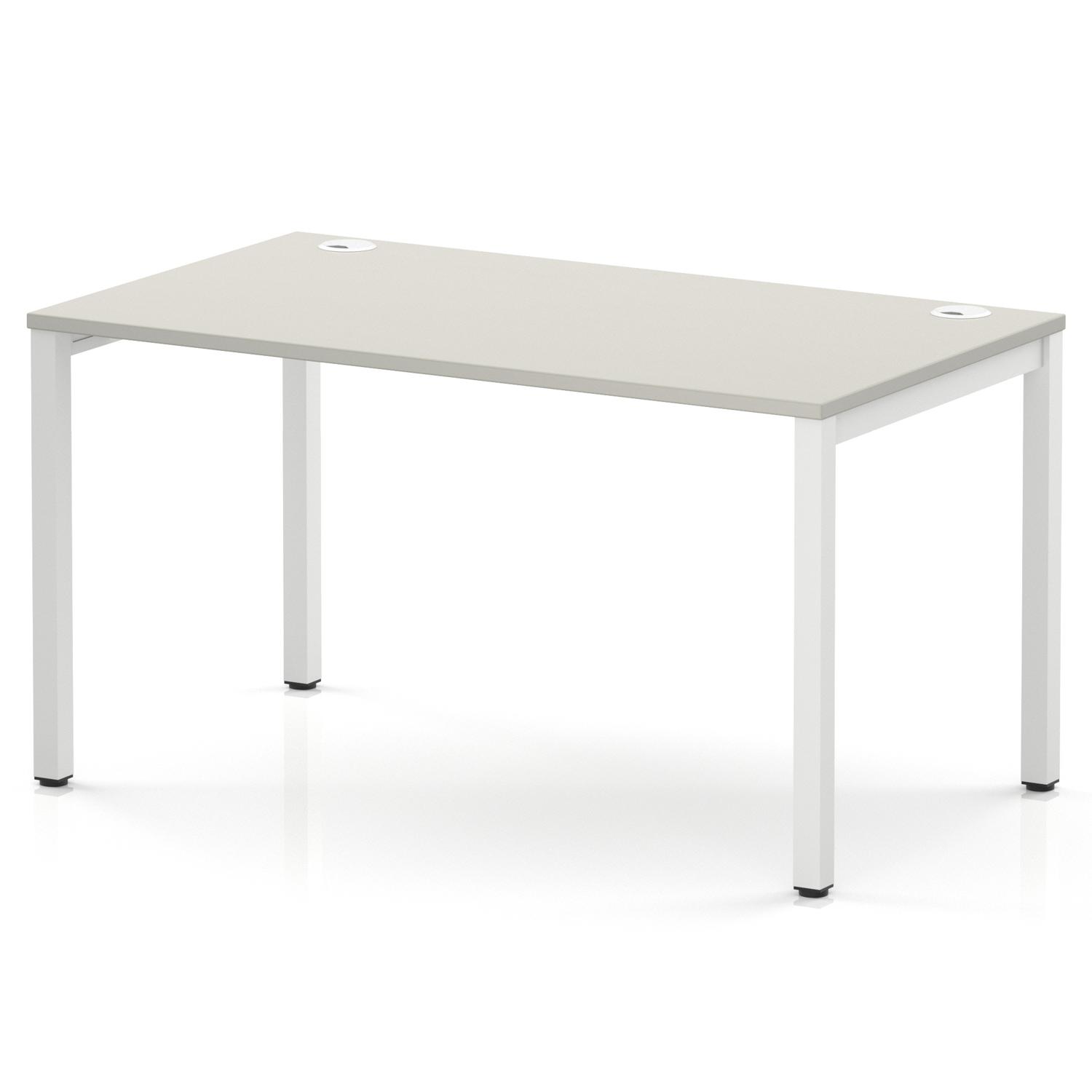 Impulse Bench Single Row 1400 White Frame Office Bench Desk Dove Grey Impulse Bench Single Row 1400 White Frame Office Bench Desk Dove Grey
