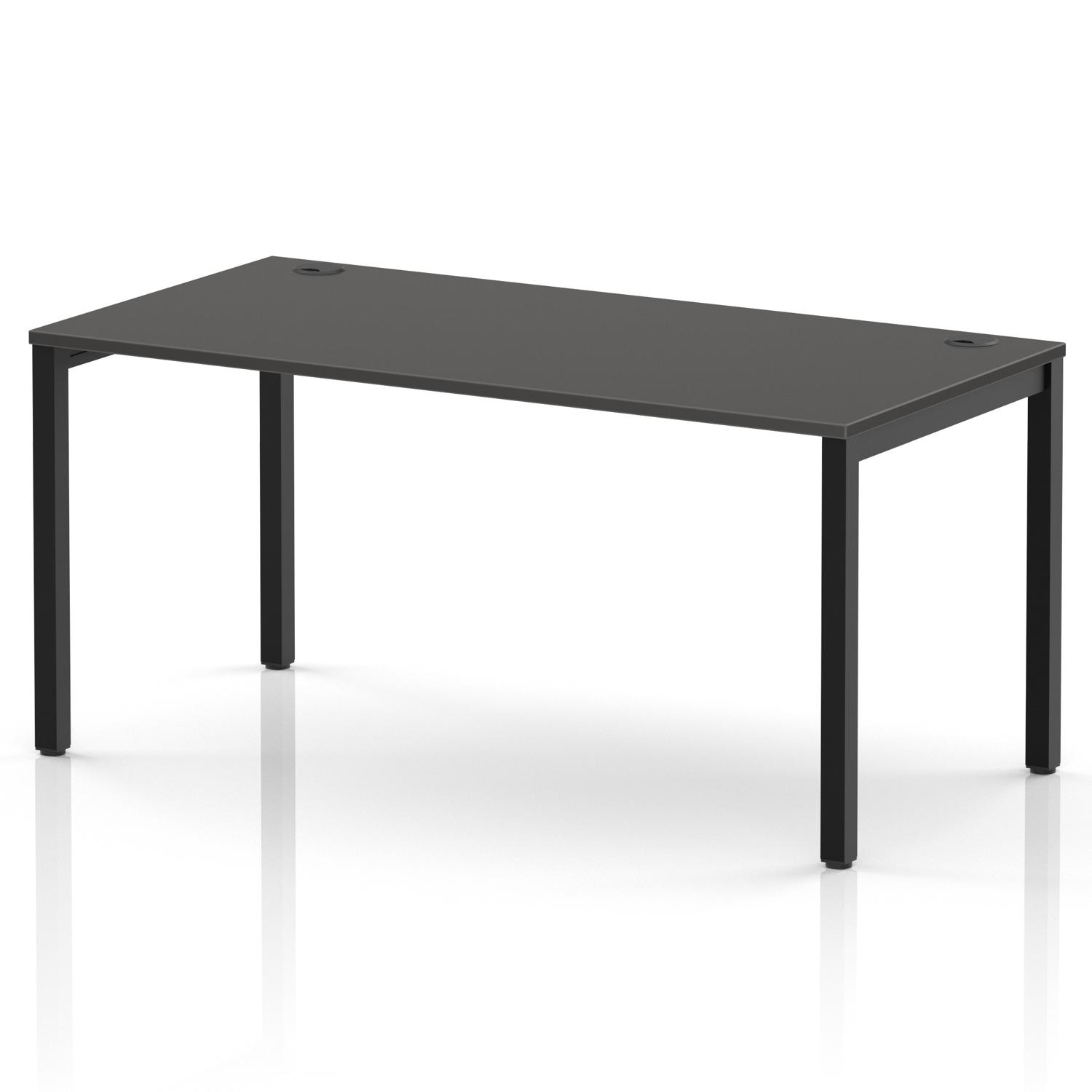 Impulse Bench Single Row 1600 Black Frame Office Bench Desk Carbon Grey Impulse Bench Single Row 1600 Black Frame Office Bench Desk Carbon Grey