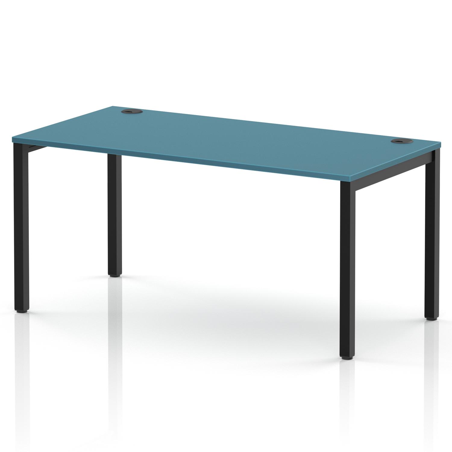 Impulse Bench Single Row 1600 Black Frame Office Bench Desk Dark Teal Impulse Bench Single Row 1600 Black Frame Office Bench Desk Dark Teal