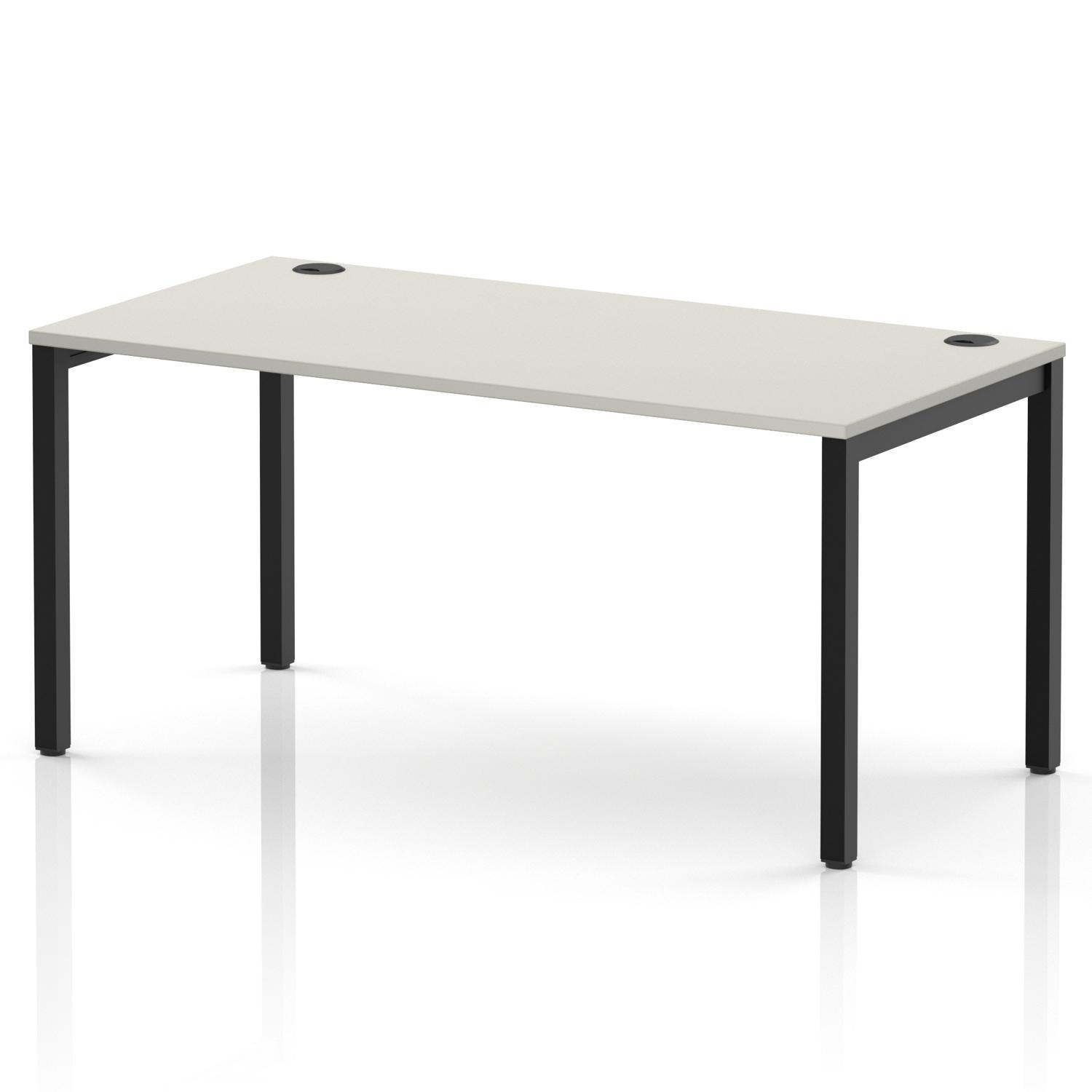 Impulse Bench Single Row 1600 Black Frame Office Bench Desk Dove Grey Impulse Bench Single Row 1600 Black Frame Office Bench Desk Dove Grey