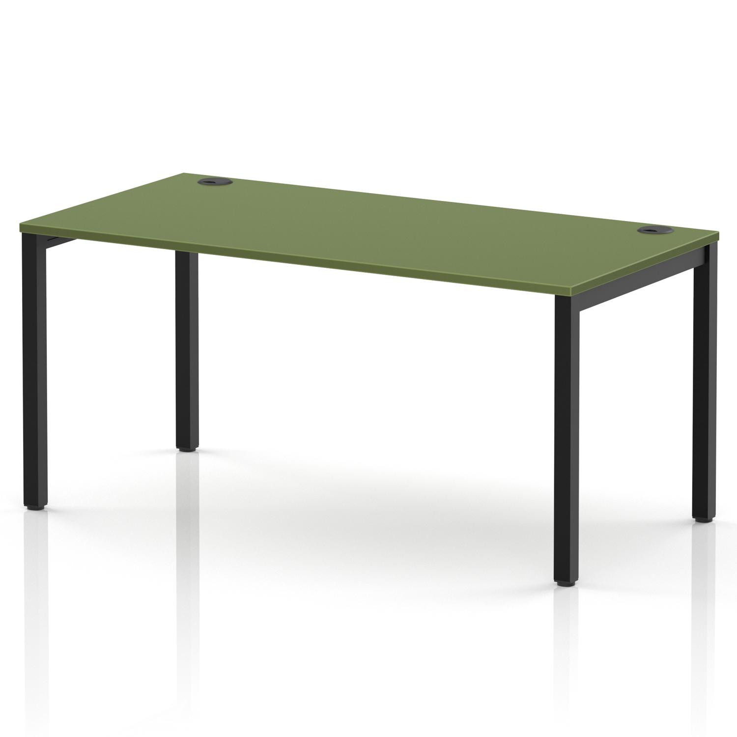Impulse Bench Single Row 1600 Black Frame Office Bench Desk Moss Green Impulse Bench Single Row 1600 Black Frame Office Bench Desk Moss Green