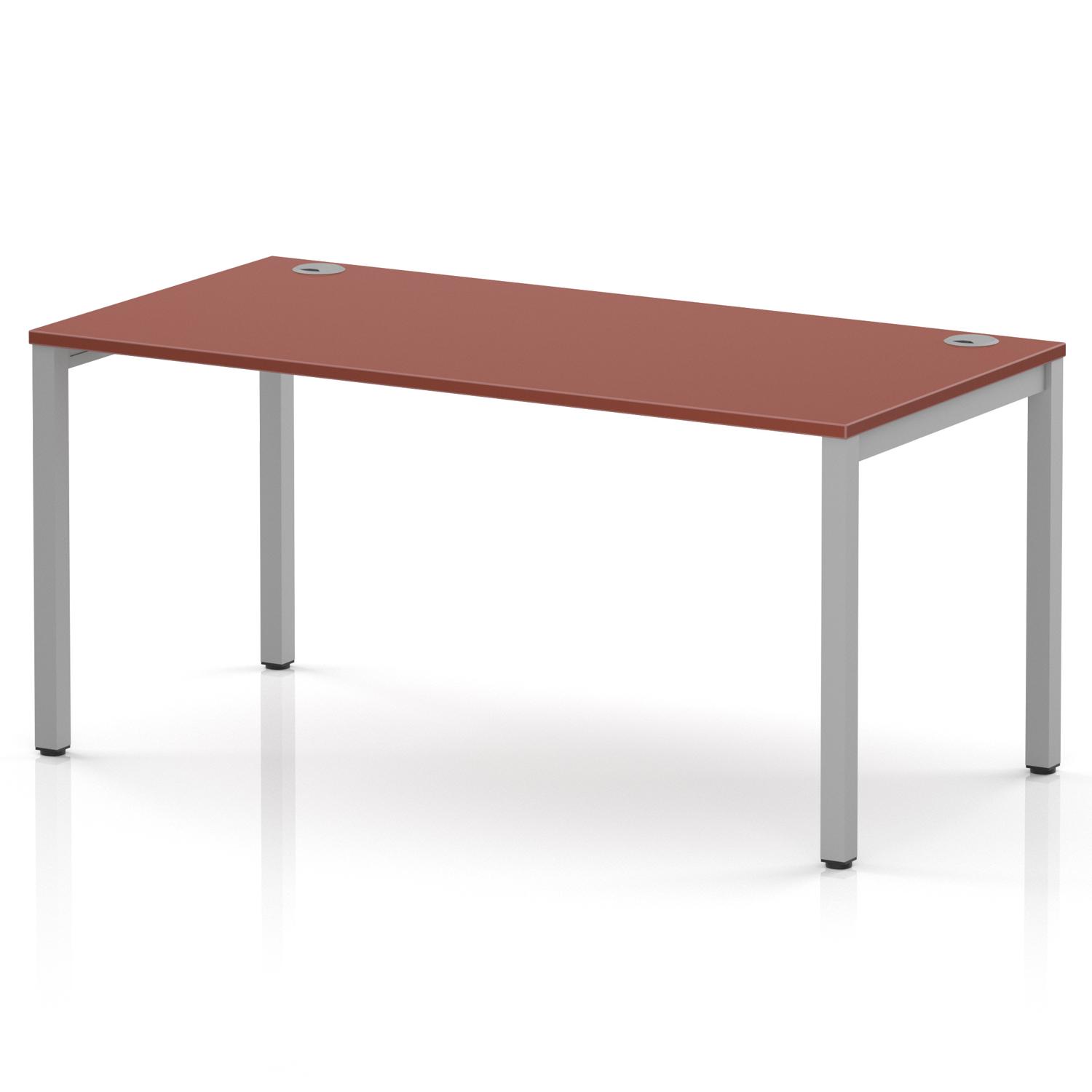 Impulse Bench Single Row 1600 Silver Frame Office Bench Desk Brick Red Impulse Bench Single Row 1600 Silver Frame Office Bench Desk Brick Red