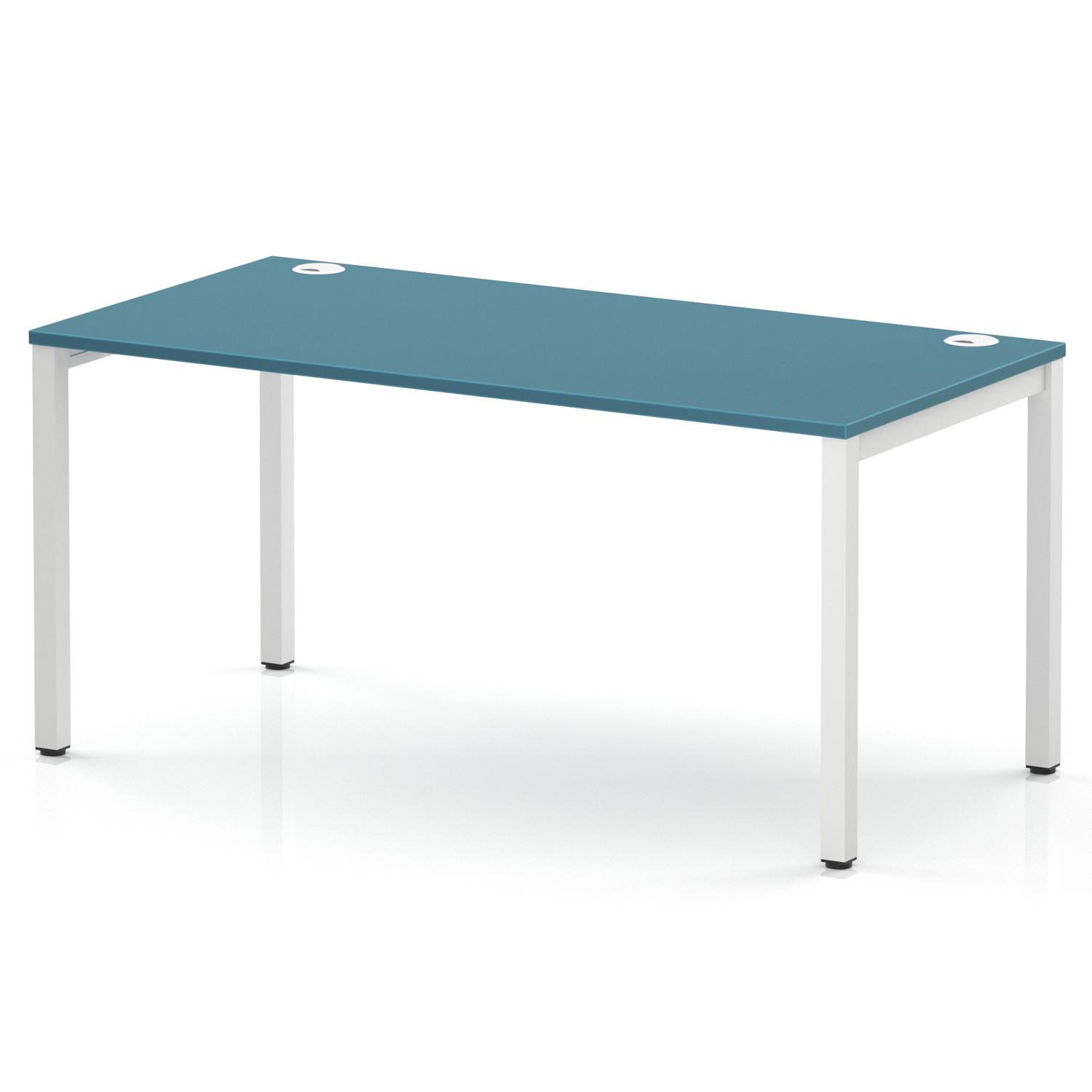 Impulse Bench Single Row 1600 White Frame Office Bench Desk Dark Teal Impulse Bench Single Row 1600 White Frame Office Bench Desk Dark Teal