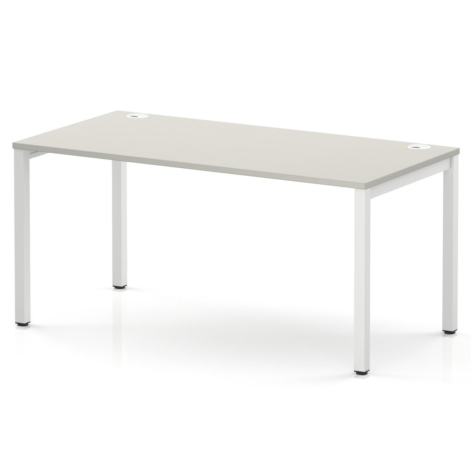 Impulse Bench Single Row 1600 White Frame Office Bench Desk Dove Grey Impulse Bench Single Row 1600 White Frame Office Bench Desk Dove Grey