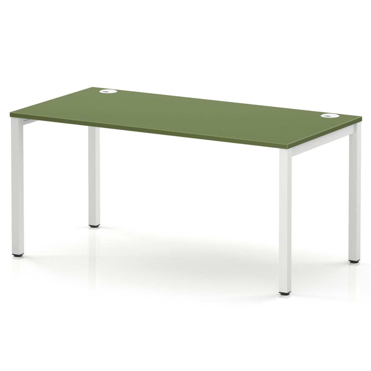 Impulse Bench Single Row 1600 White Frame Office Bench Desk Moss Green Impulse Bench Single Row 1600 White Frame Office Bench Desk Moss Green