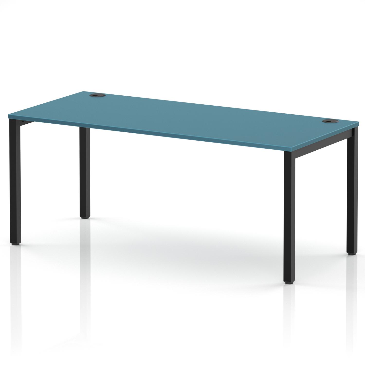 Impulse Bench Single Row 1800 Black Frame Office Bench Desk Dark Teal Impulse Bench Single Row 1800 Black Frame Office Bench Desk Dark Teal