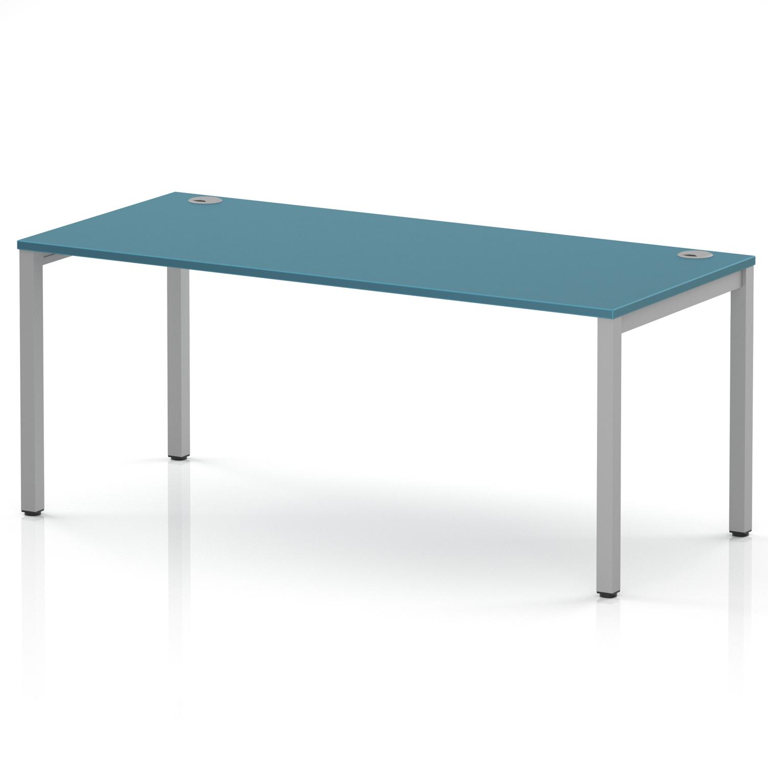 Impulse Bench Single Row 1800 Silver Frame Office Bench Desk Dark Teal