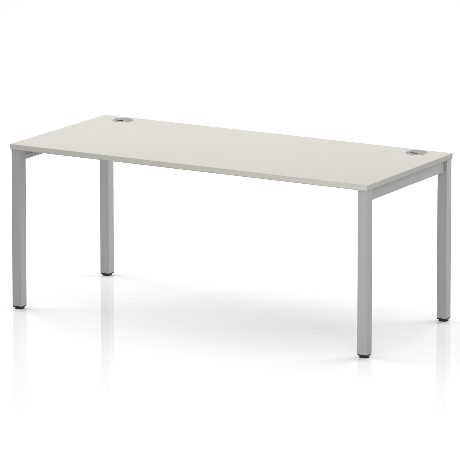 Impulse Bench Single Row 1800 Silver Frame Office Bench Desk Dove Grey