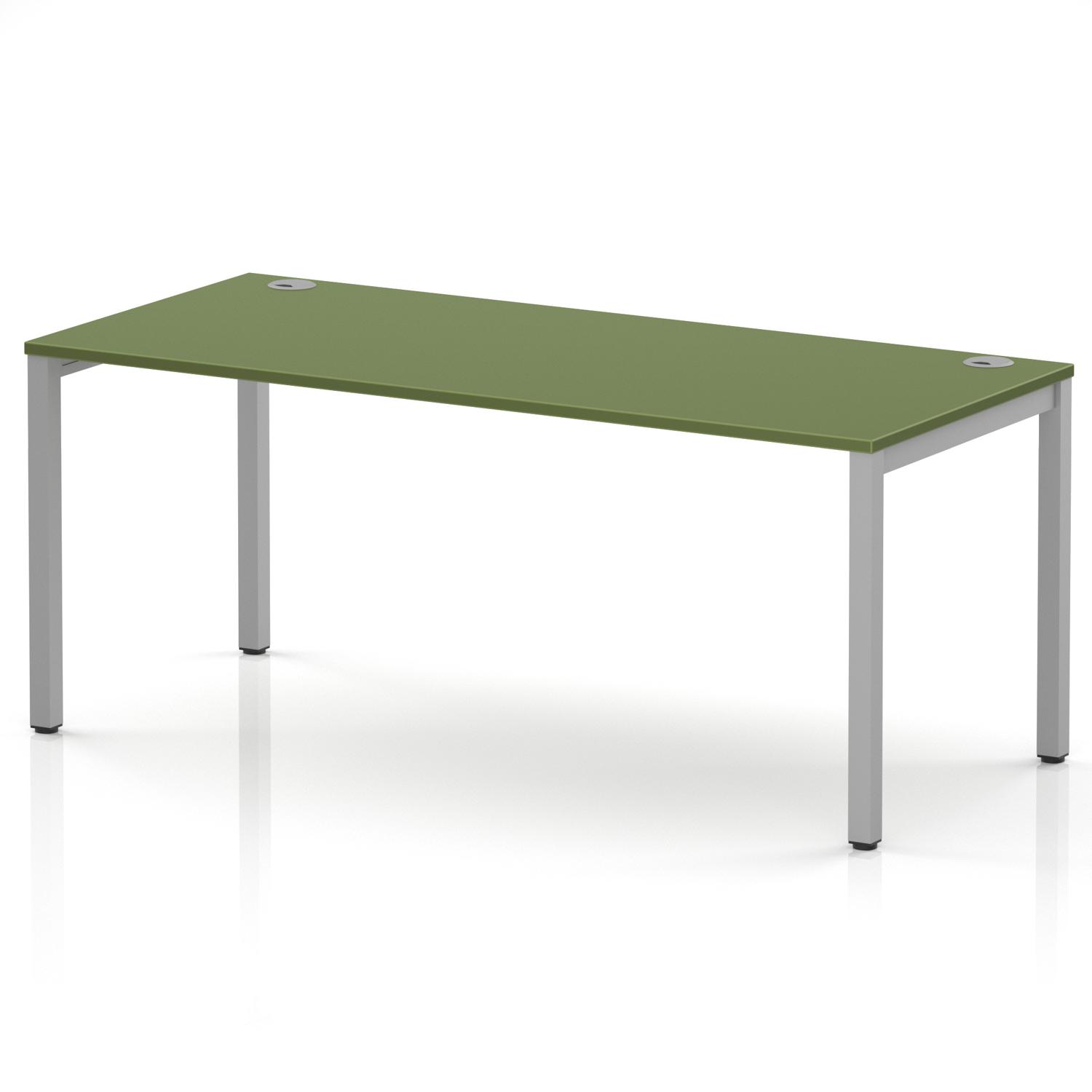 Impulse Bench Single Row 1800 Silver Frame Office Bench Desk Moss Green