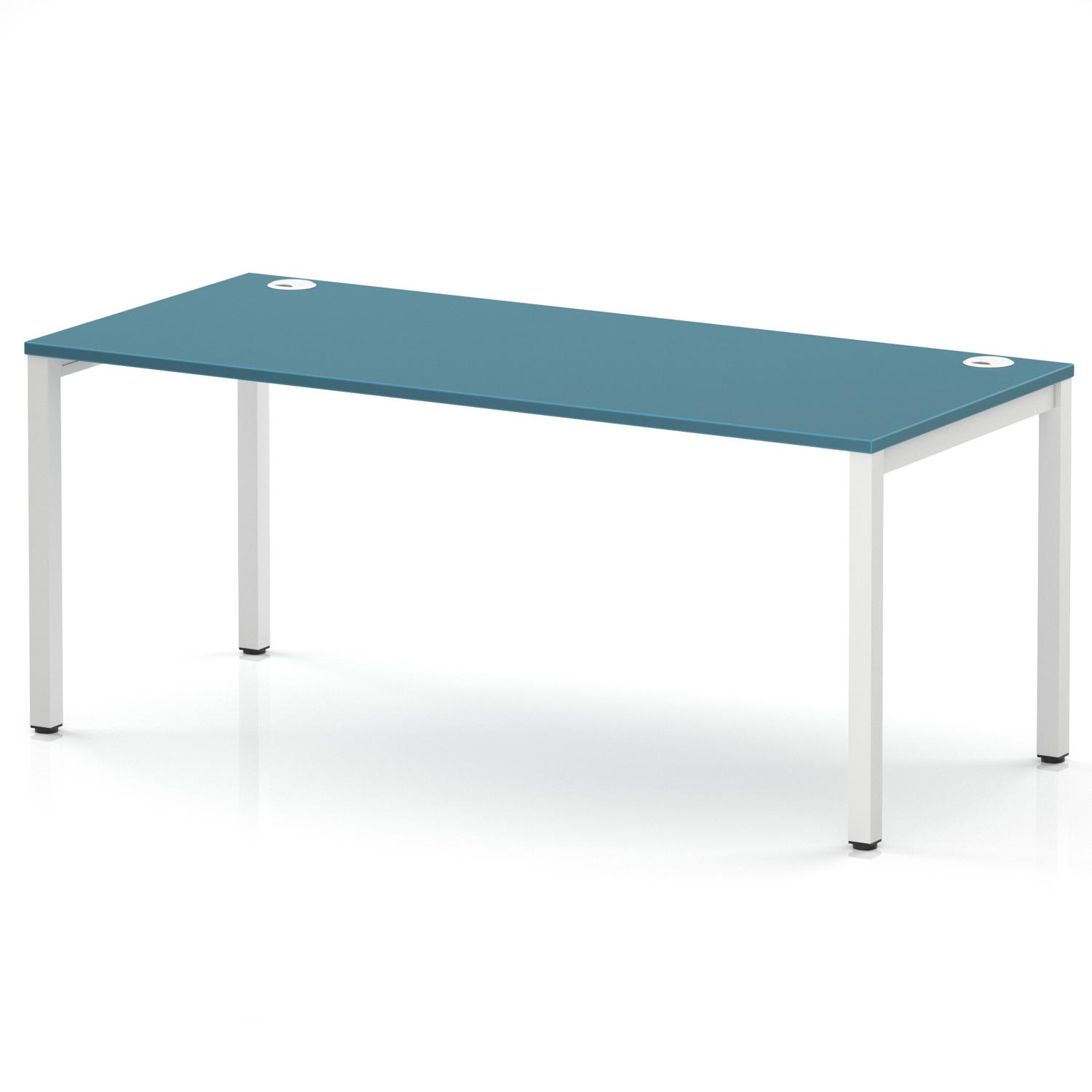 Impulse Bench Single Row 1800 White Frame Office Bench Desk Dark Teal Impulse Bench Single Row 1800 White Frame Office Bench Desk Dark Teal