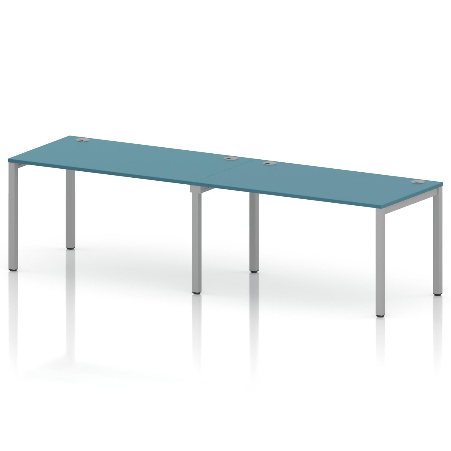 Impulse Bench Single Row 2 Person 1400 Silver Frame Office Bench Desk Dark Teal Impulse Bench Single Row 2 Person 1400 Silver Frame Office Bench Desk Dark Teal