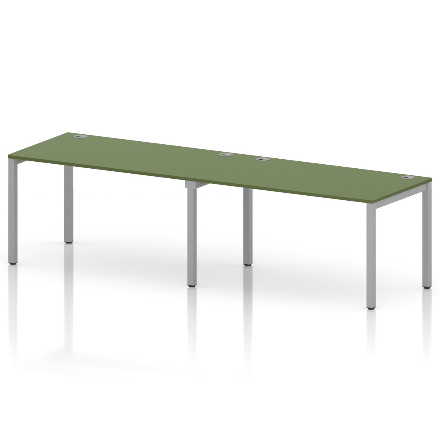 Impulse Bench Single Row 2 Person 1400 Silver Frame Office Bench Desk Moss Green
