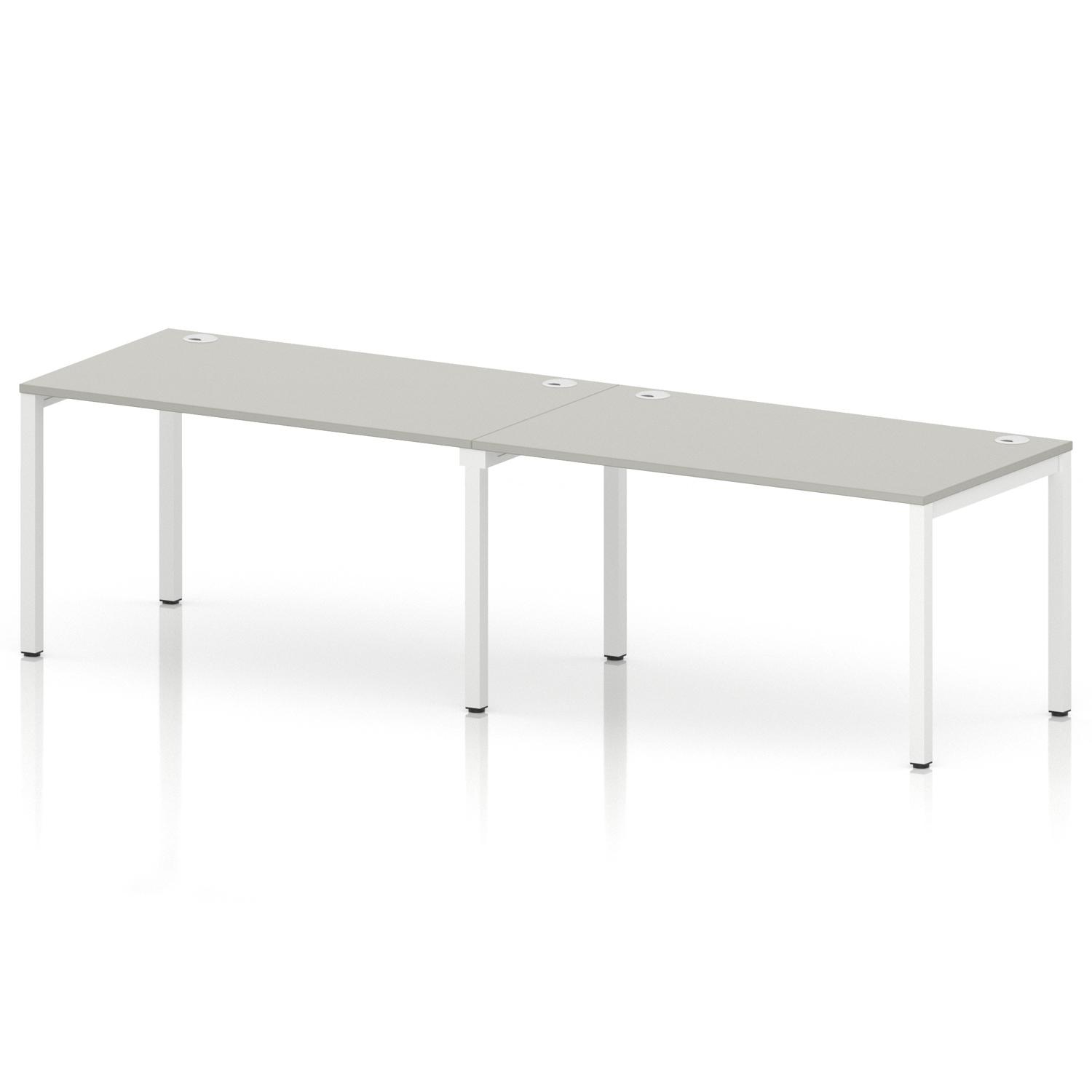 Impulse Bench Single Row 2 Person 1400 White Frame Office Bench Desk Dove Grey