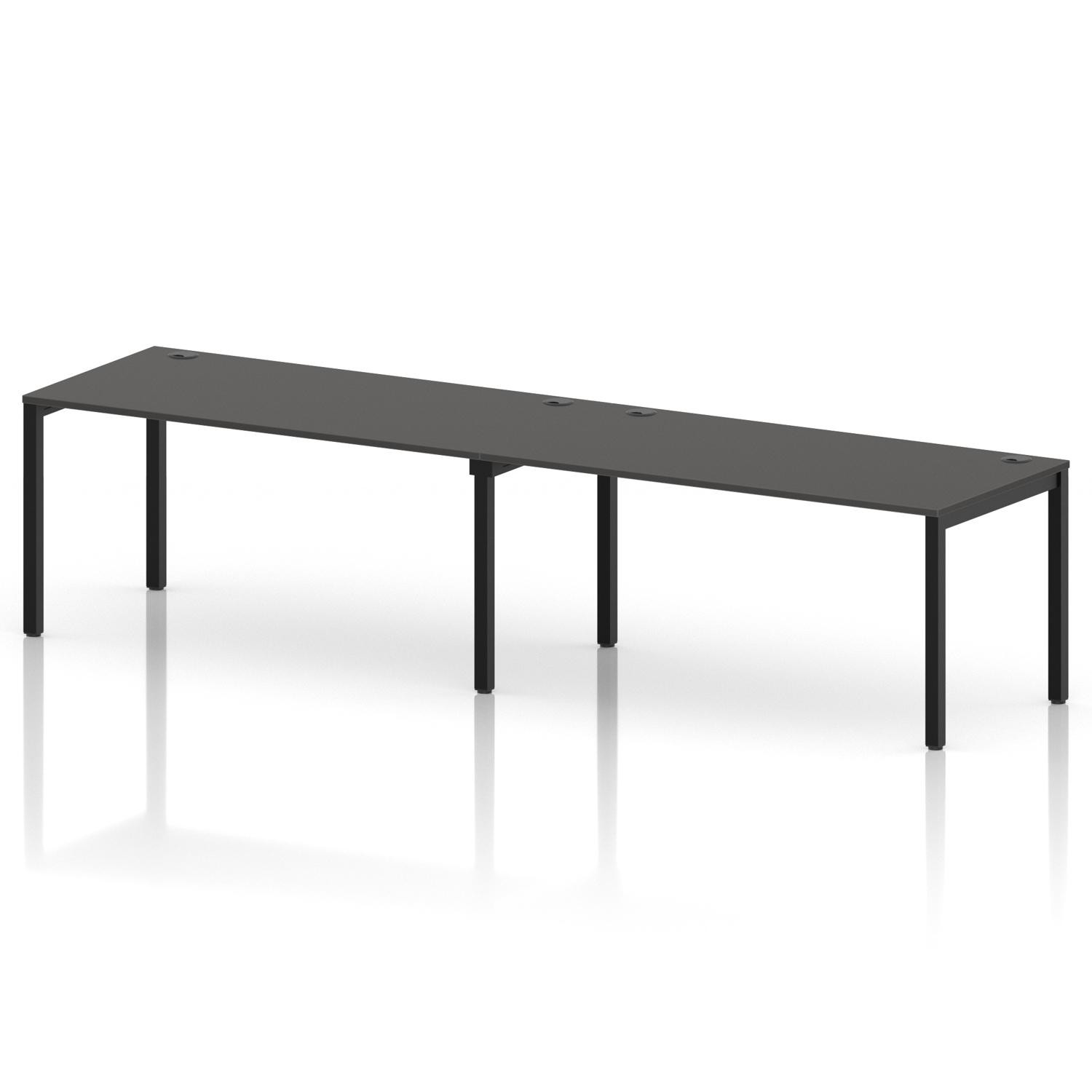 Impulse Bench Single Row 2 Person 1600 Black Frame Office Bench Desk Carbon Grey