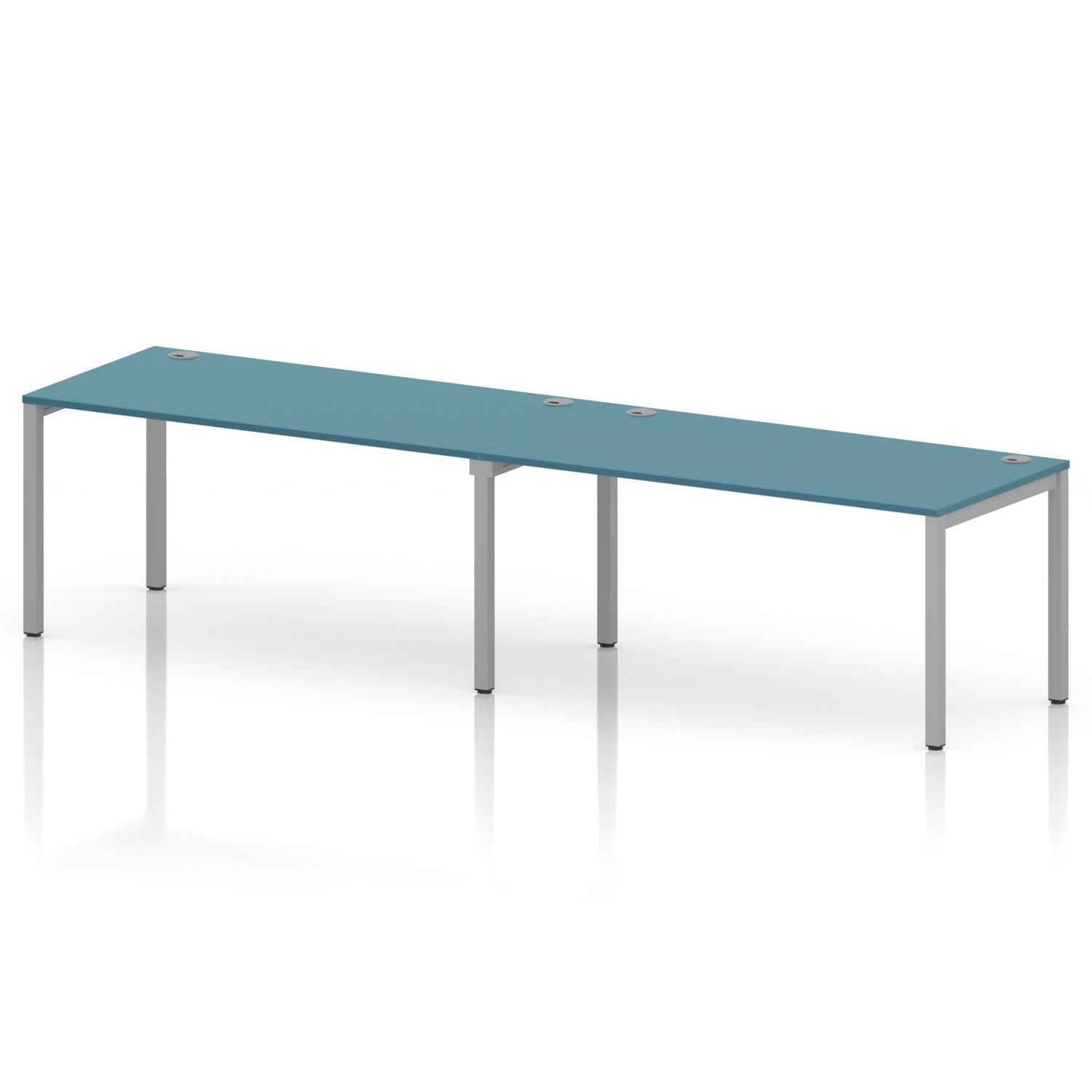 Impulse Bench Single Row 2 Person 1600 Silver Frame Office Bench Desk Dark Teal Impulse Bench Single Row 2 Person 1600 Silver Frame Office Bench Desk Dark Teal