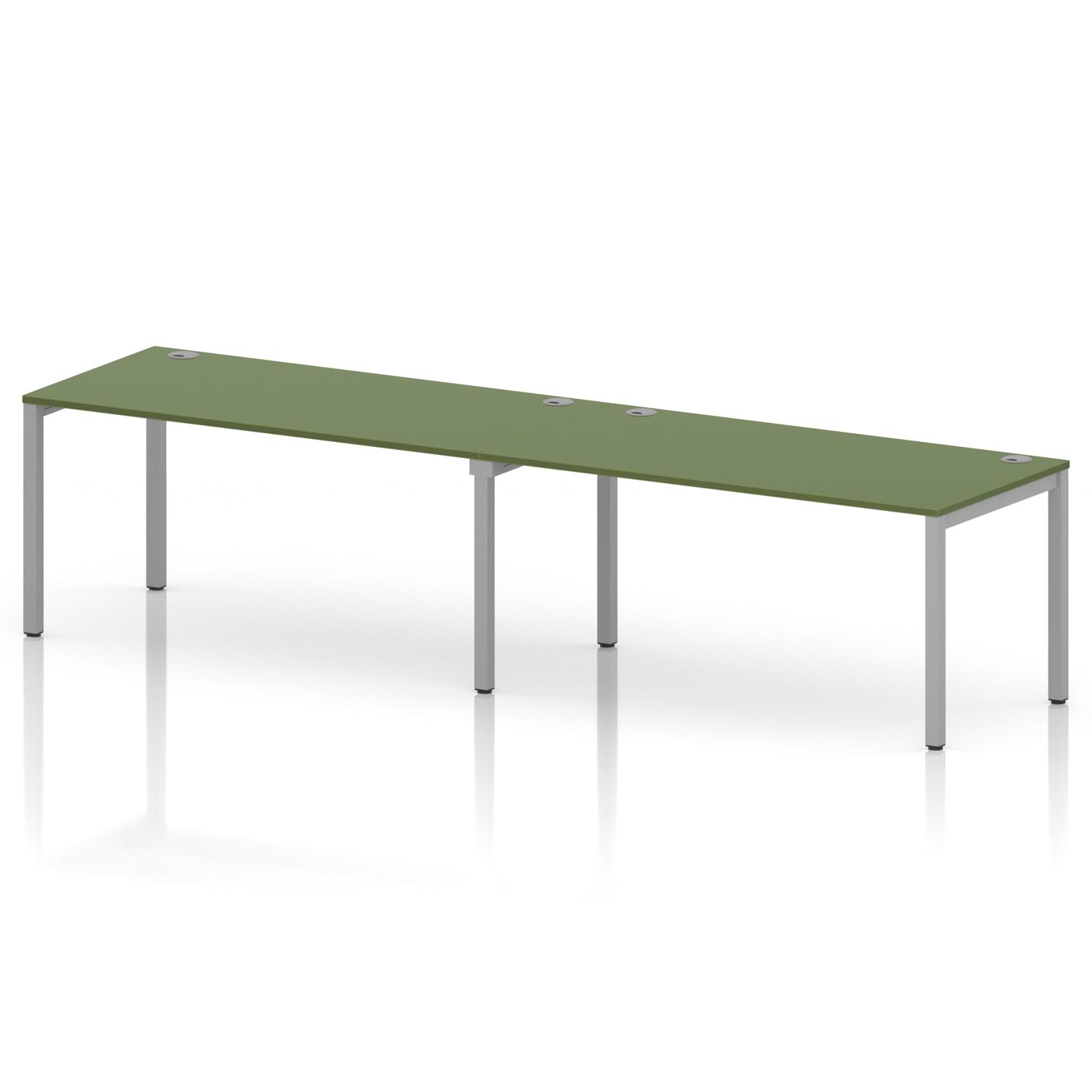 Impulse Bench Single Row 2 Person 1600 Silver Frame Office Bench Desk Moss Green Impulse Bench Single Row 2 Person 1600 Silver Frame Office Bench Desk Moss Green