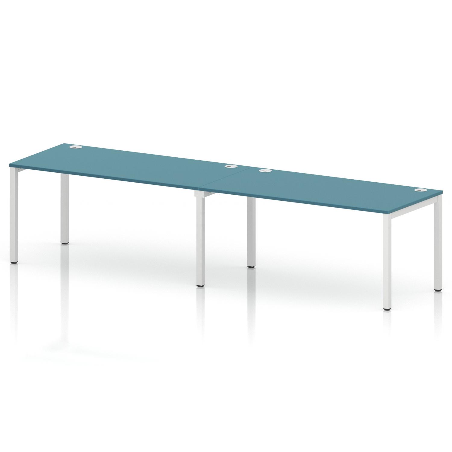 Impulse Bench Single Row 2 Person 1600 White Frame Office Bench Desk Dark Teal