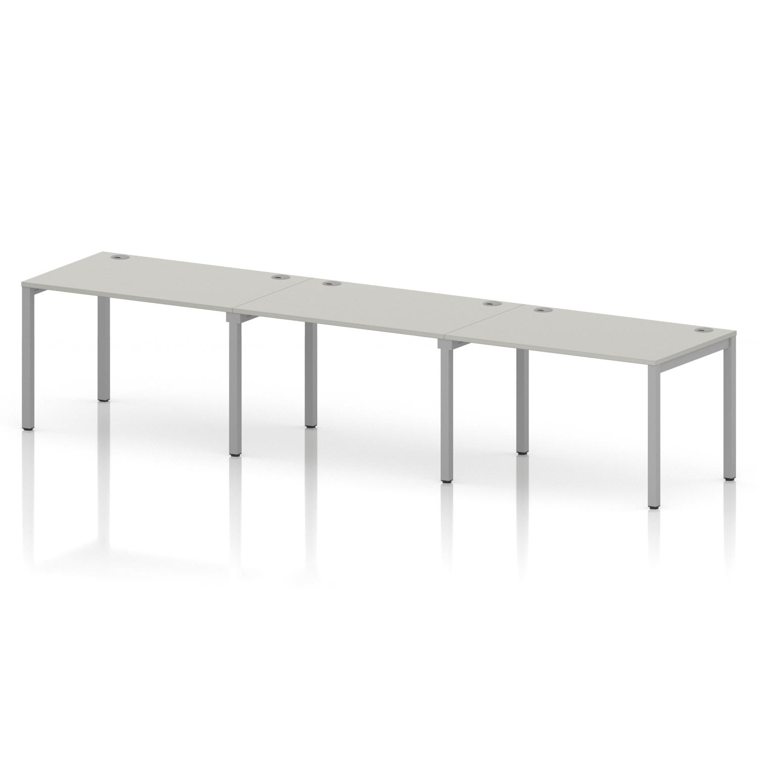 Impulse Bench Single Row 3 Person 1200 Silver Frame Office Bench Desk Dove Grey