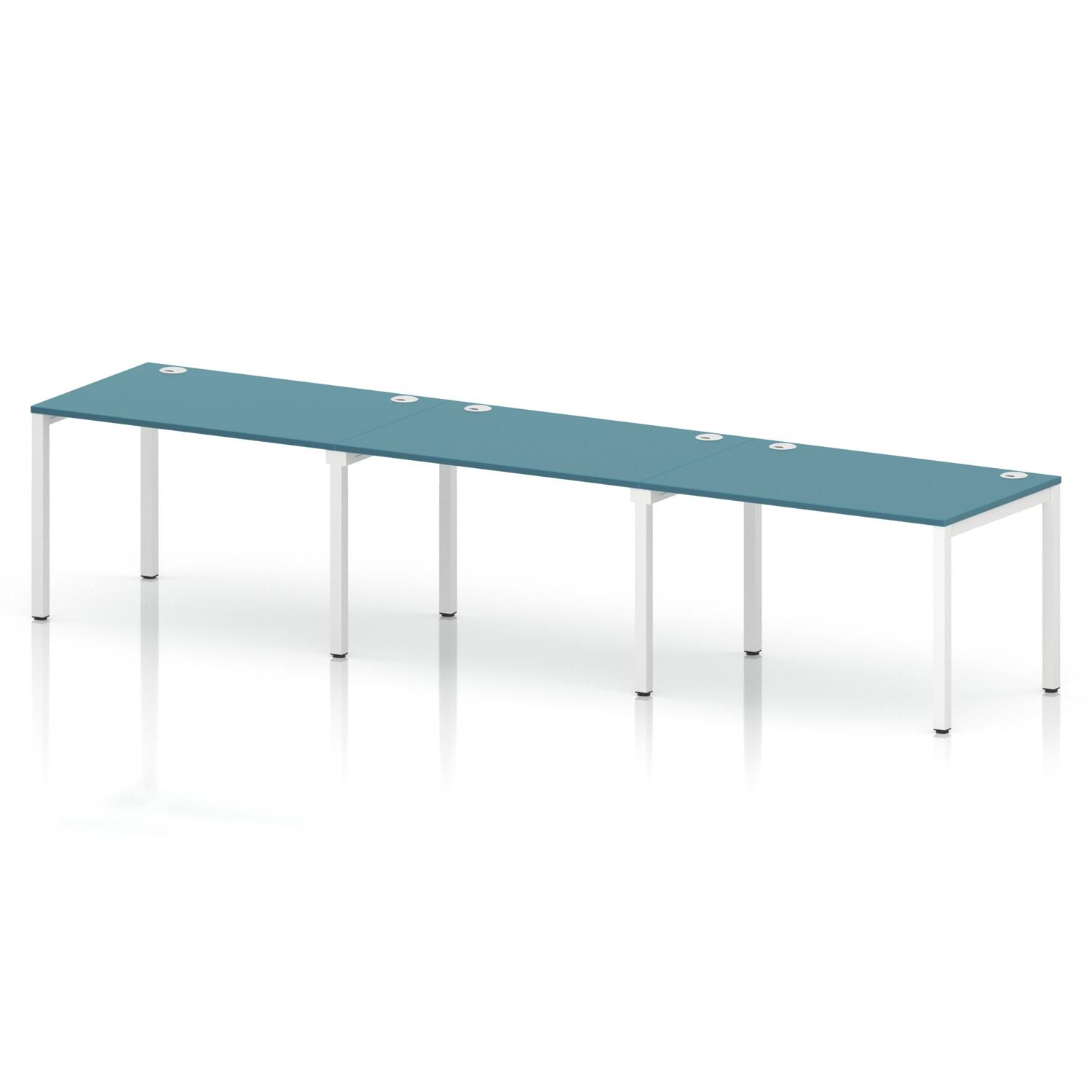 Impulse Bench Single Row 3 Person 1200 White Frame Office Bench Desk Dark Teal