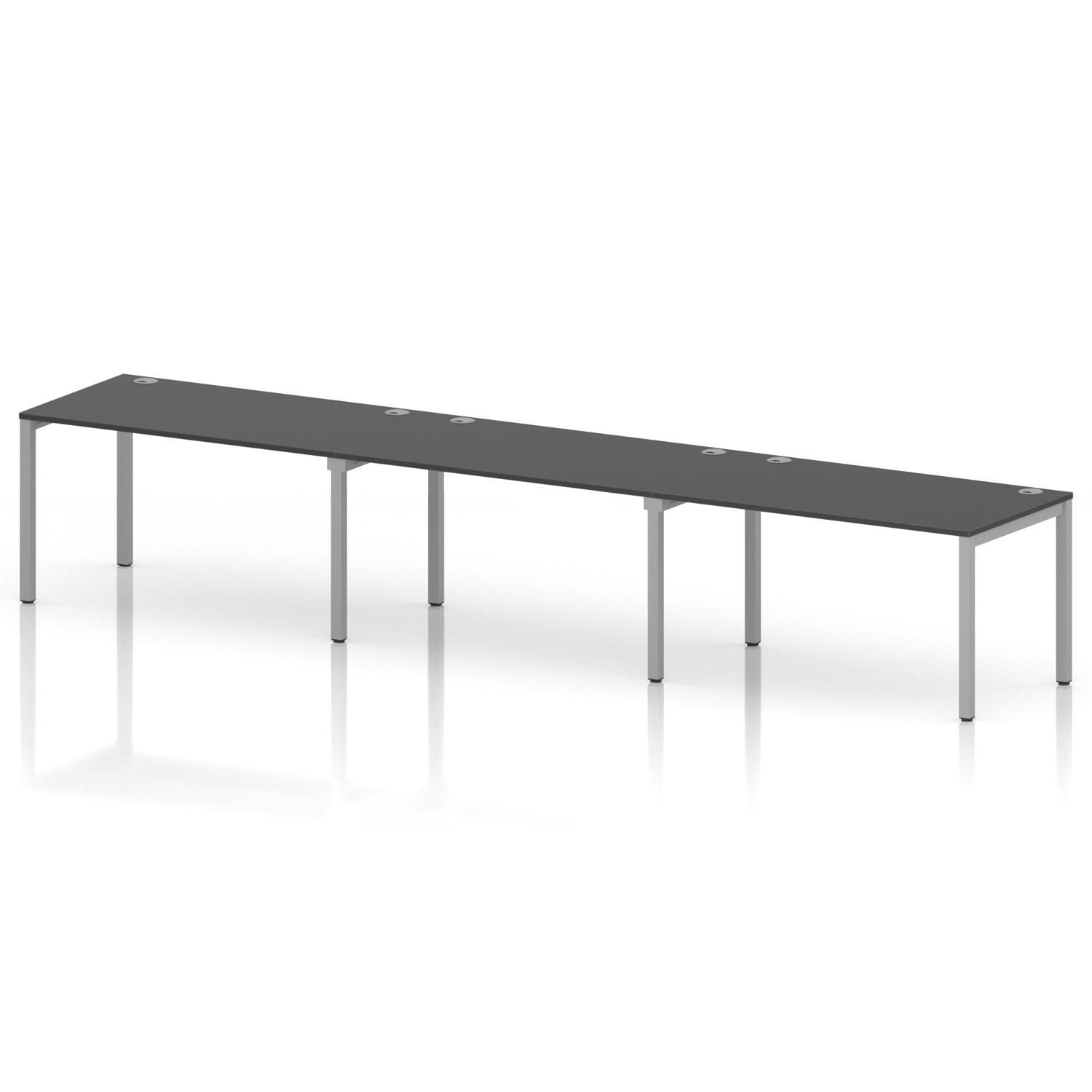 Impulse Bench Single Row 3 Person 1400 Silver Frame Office Bench Desk Carbon Grey Impulse Bench Single Row 3 Person 1400 Silver Frame Office Bench Desk Carbon Grey