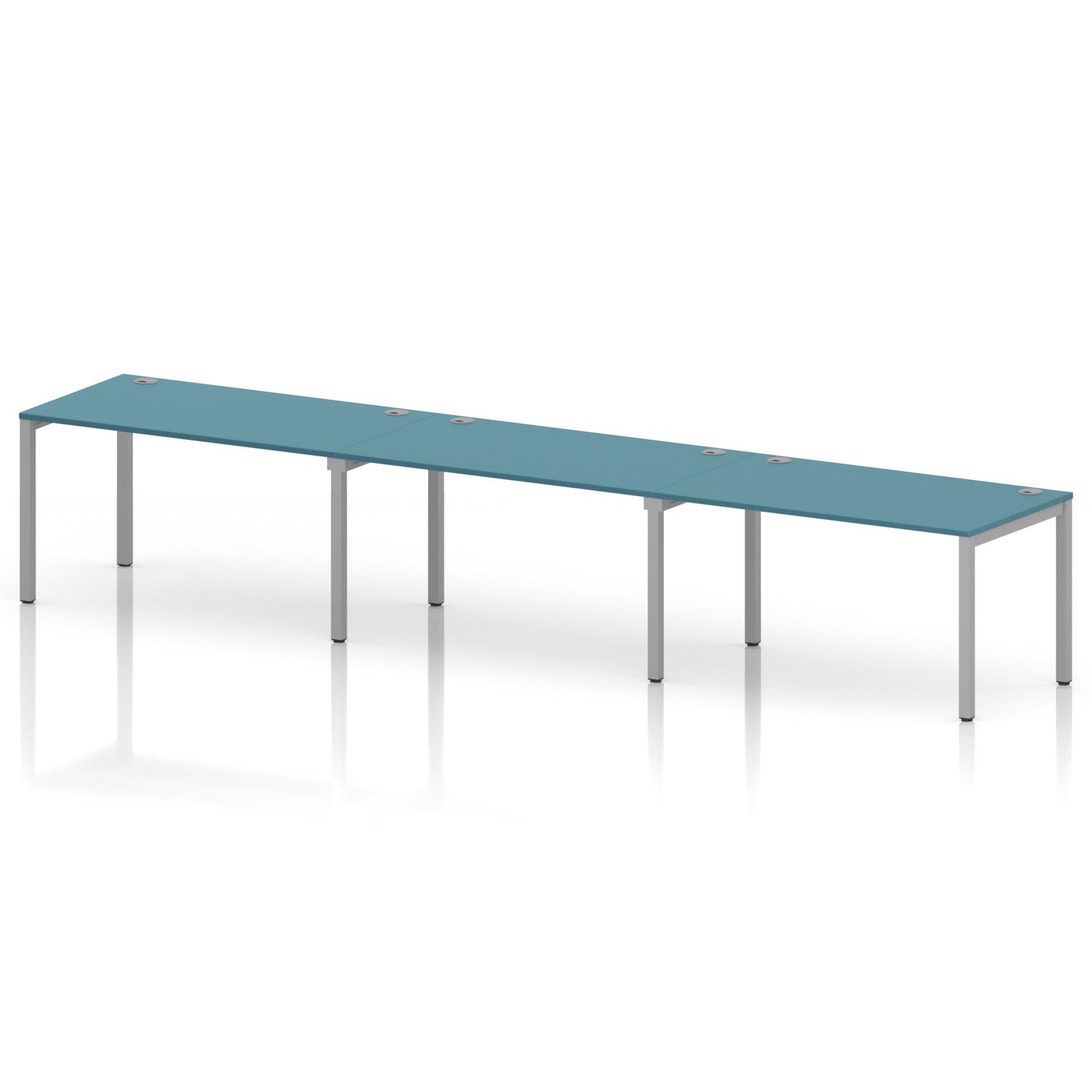 Impulse Bench Single Row 3 Person 1400 Silver Frame Office Bench Desk Dark Teal Impulse Bench Single Row 3 Person 1400 Silver Frame Office Bench Desk Dark Teal