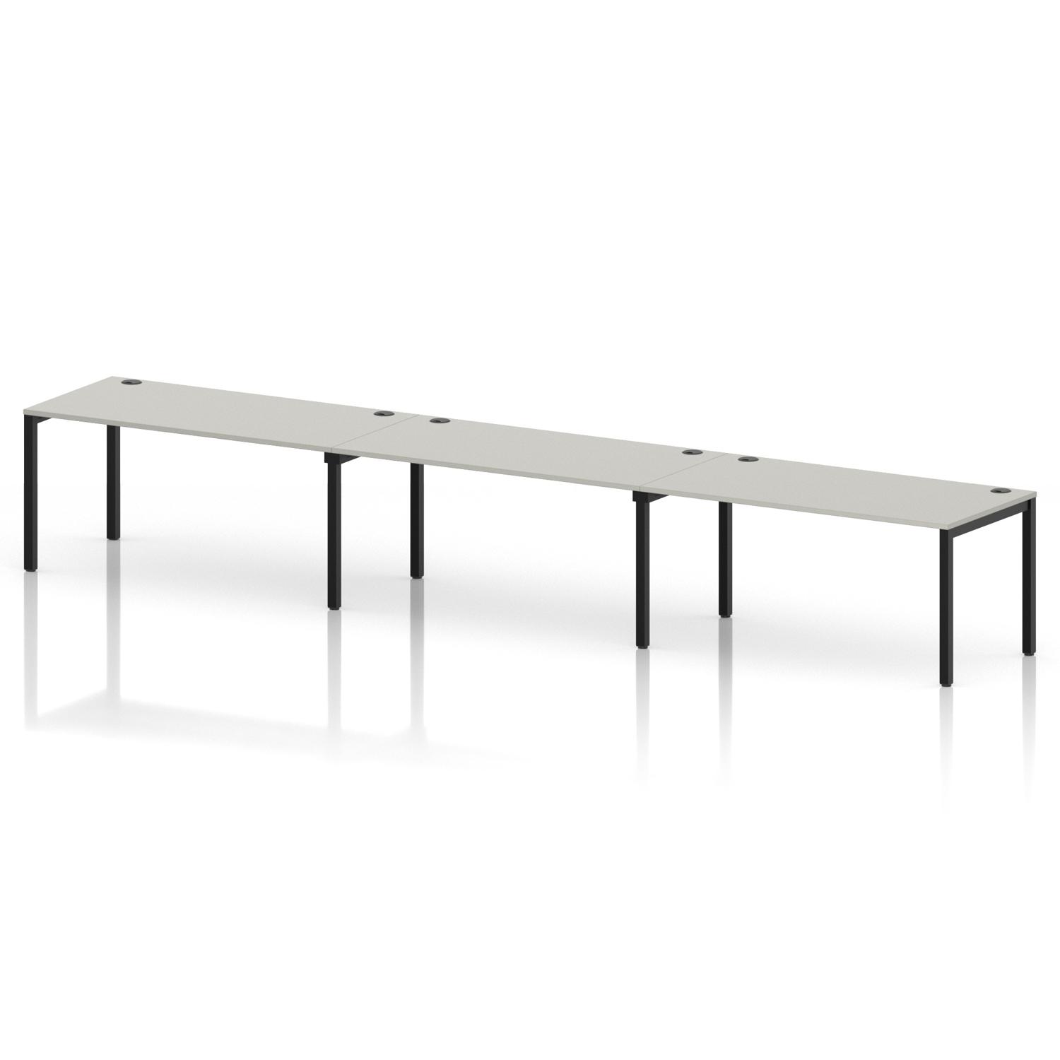 Impulse Bench Single Row 3 Person 1600 Black Frame Office Bench Desk Dove Grey