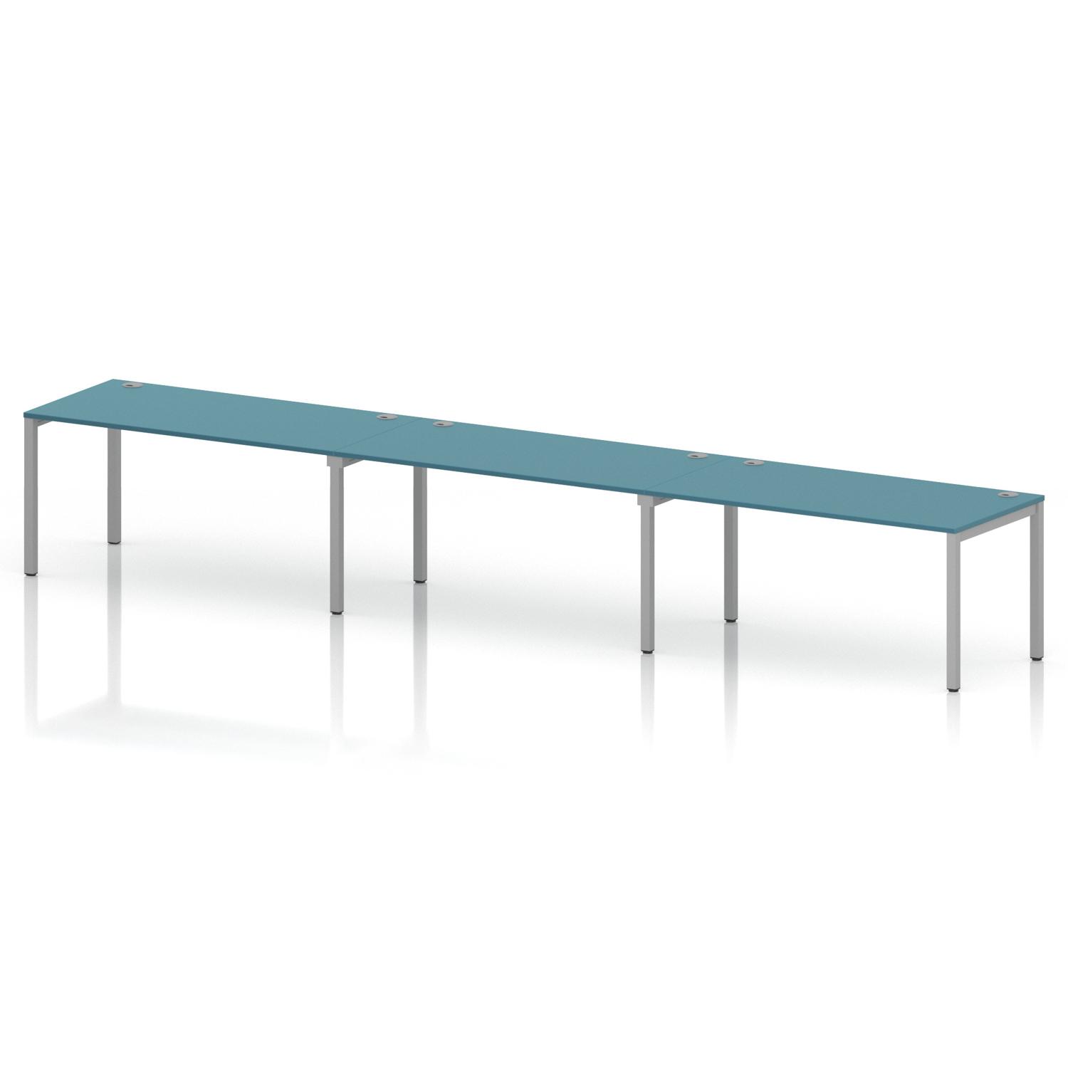 Impulse Bench Single Row 3 Person 1600 Silver Frame Office Bench Desk Dark Teal Impulse Bench Single Row 3 Person 1600 Silver Frame Office Bench Desk Dark Teal