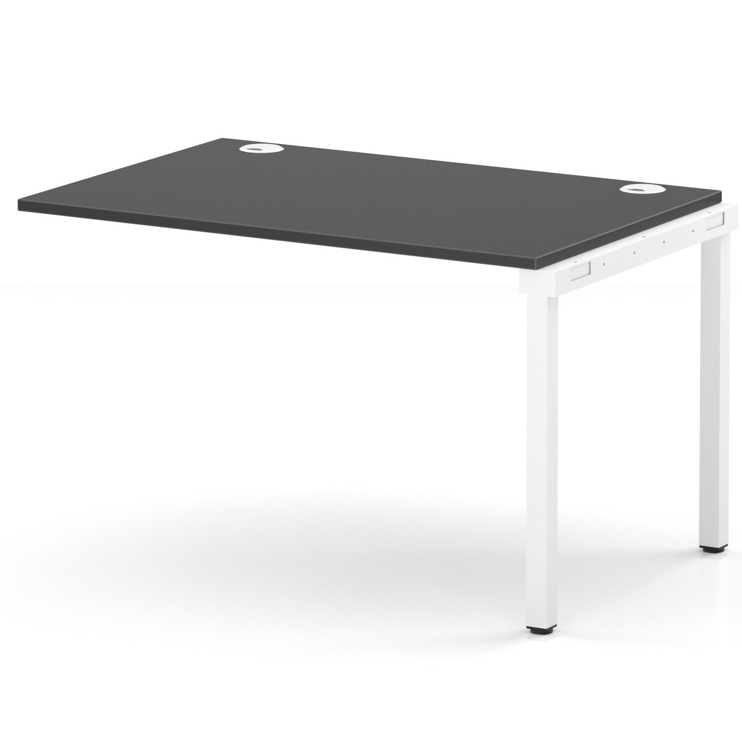Impulse Bench Single Row Ext Kit 1200 White Frame Office Bench Desk Carbon Grey
