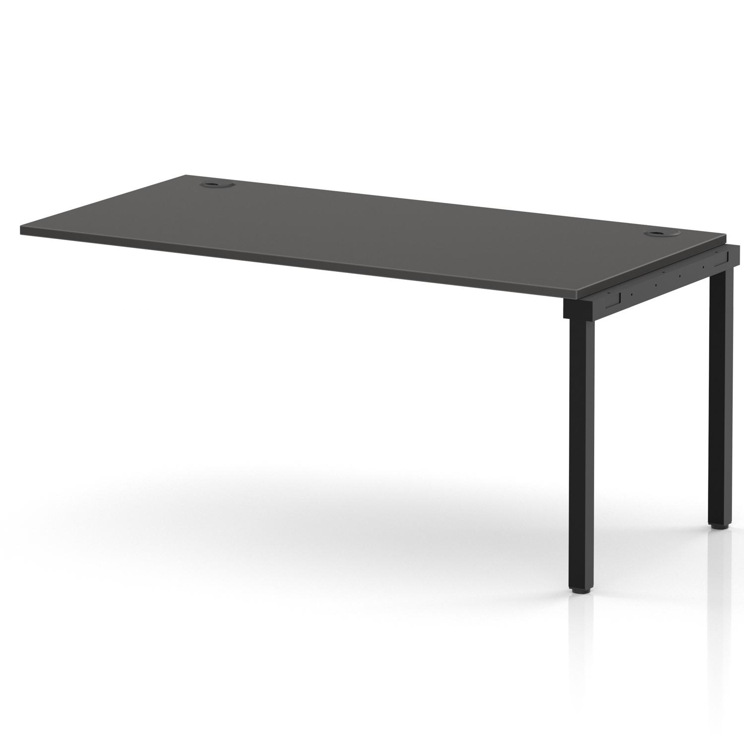 Impulse Bench Single Row Ext Kit 1600 Black Frame Office Bench Desk Carbon Grey Impulse Bench Single Row Ext Kit 1600 Black Frame Office Bench Desk Carbon Grey